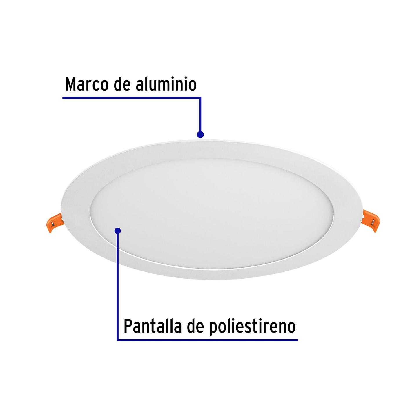 Luminario ultradelgado redondo p/empotrar 18W, luz cálida