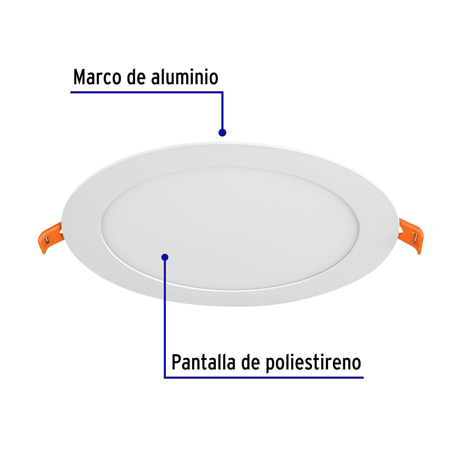 Luminario ultradelgado redondo p/empotrar 12W, luz cálida