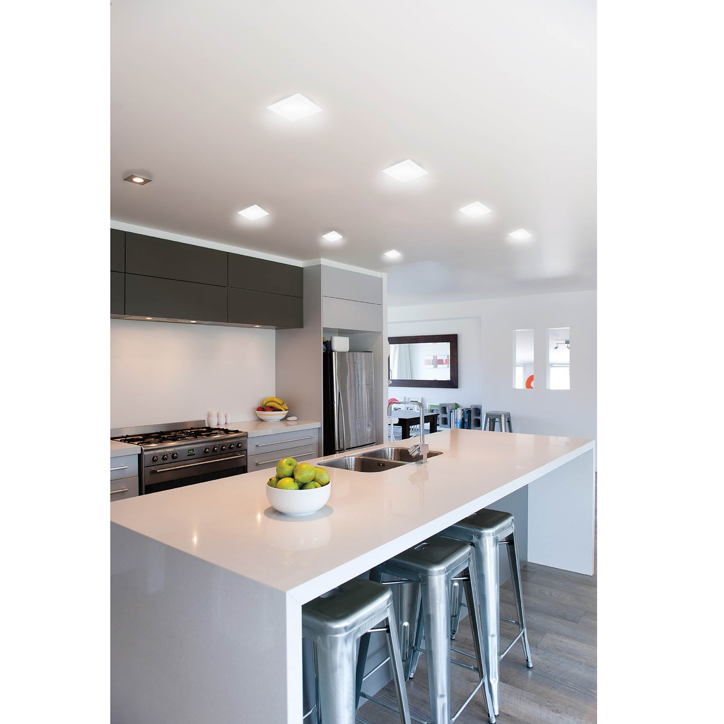 Luminario ultradelgado cuadrado p/empotrar 6W, luz cálida