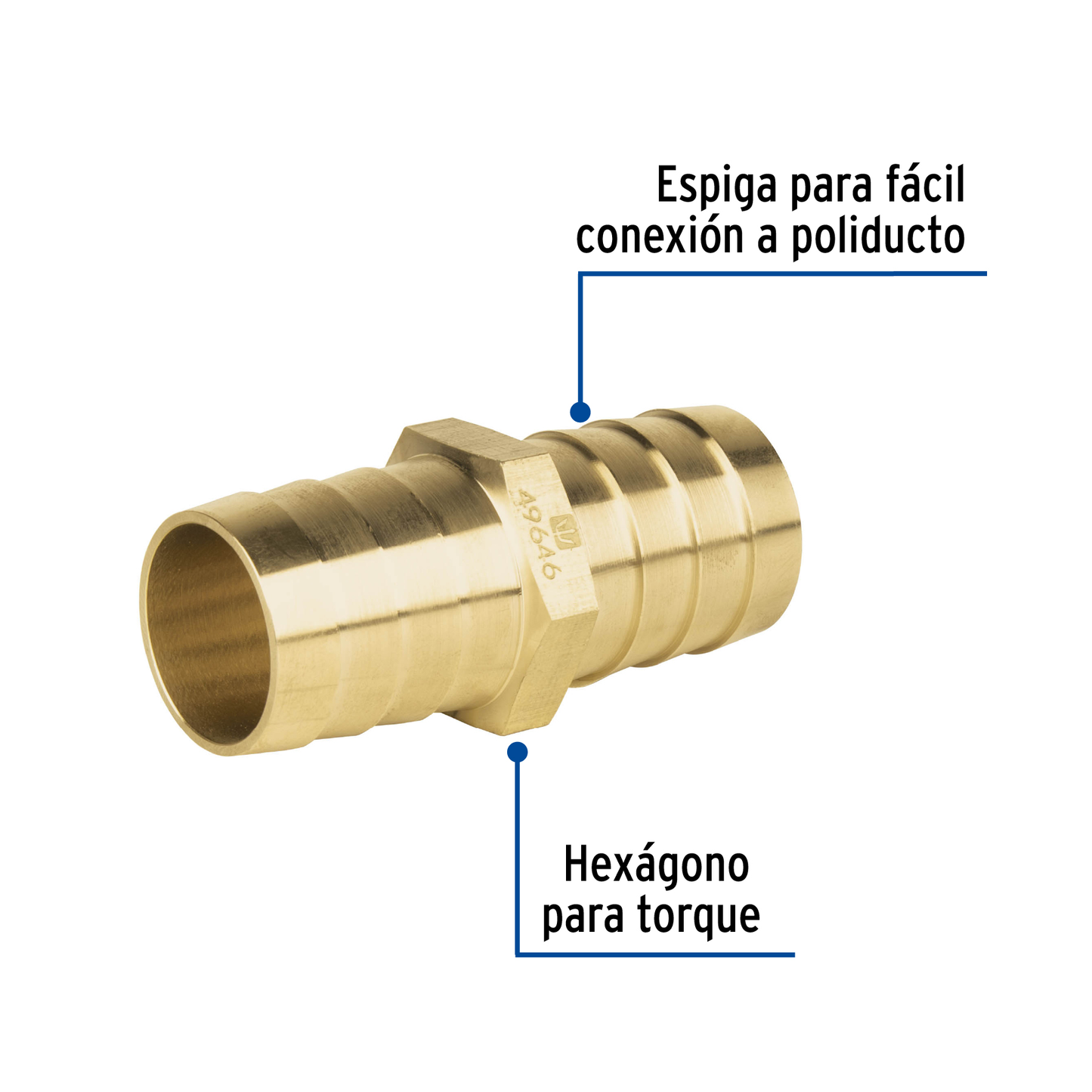Cople inserción de latón para poliducto negro, 1'