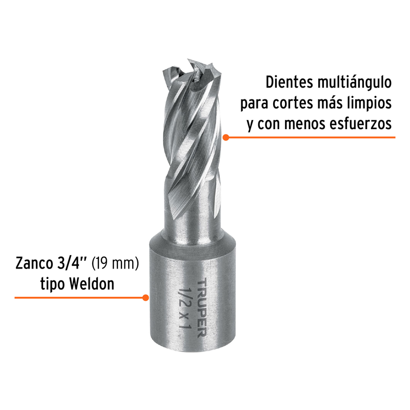 Cortador anular de 1/2" x 1", TRUPER
