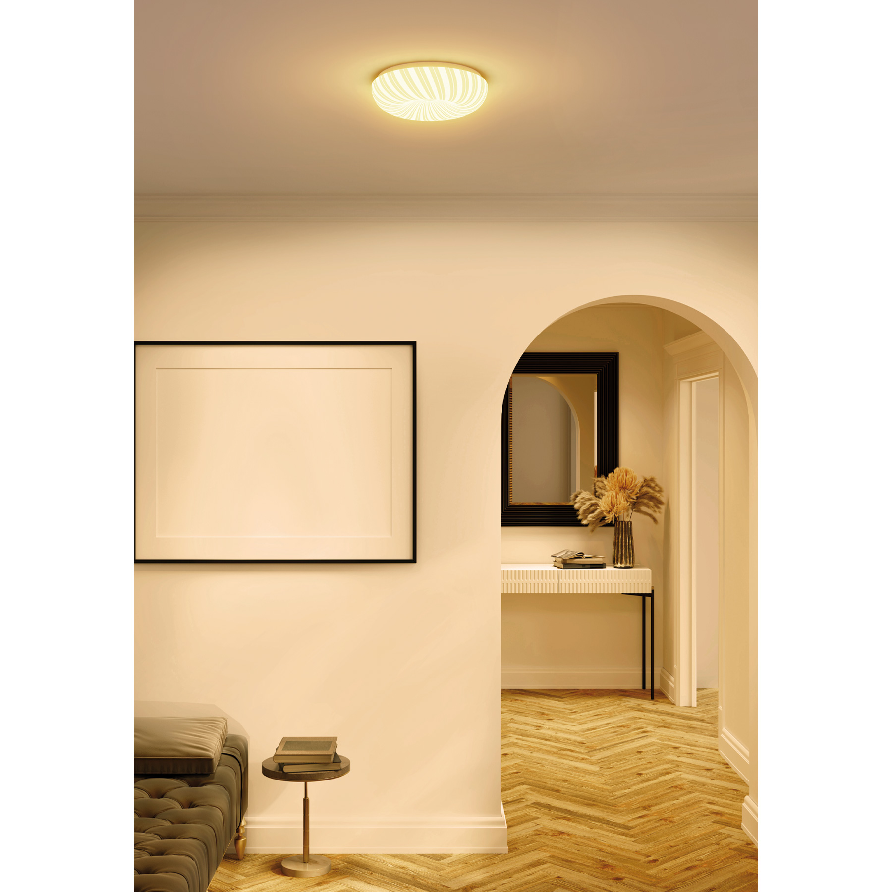 Luminario LED tipo plafón decorativo 15 W, luz cálida