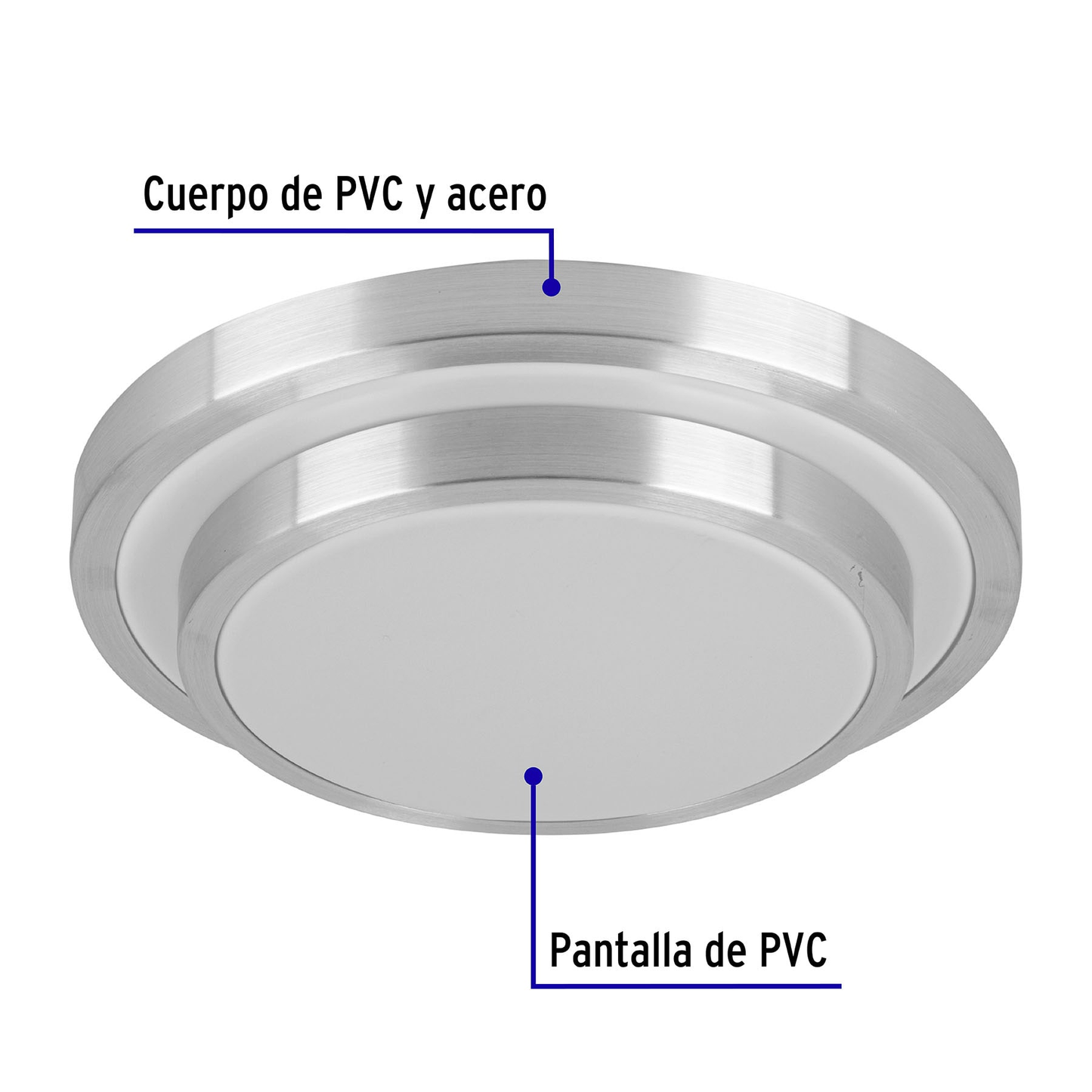 Luminario LED 18 W plafón decorativo metálico luz día, Basic