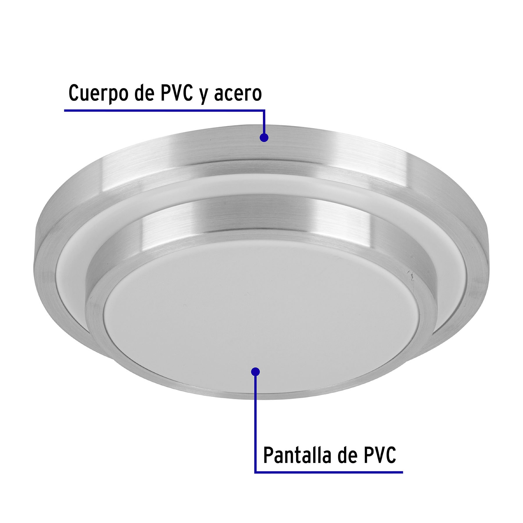 Luminario LED 18 W plafón decorativo metálico luz día, Basic