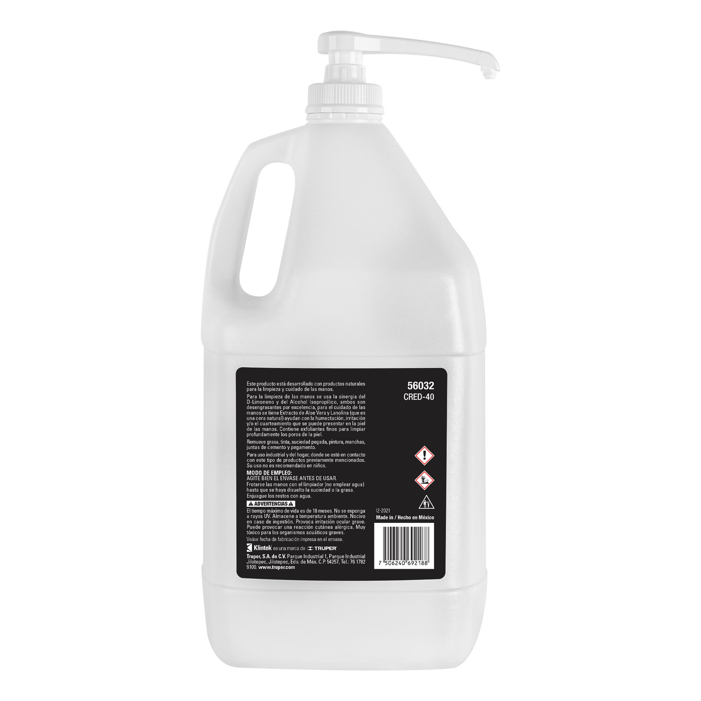 Crema limpiadora y desengrasante para manos, 4 kg