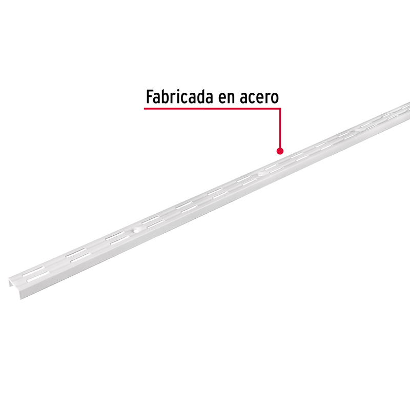 Cremallera doble blanca para ménsulas planas, 1.5m