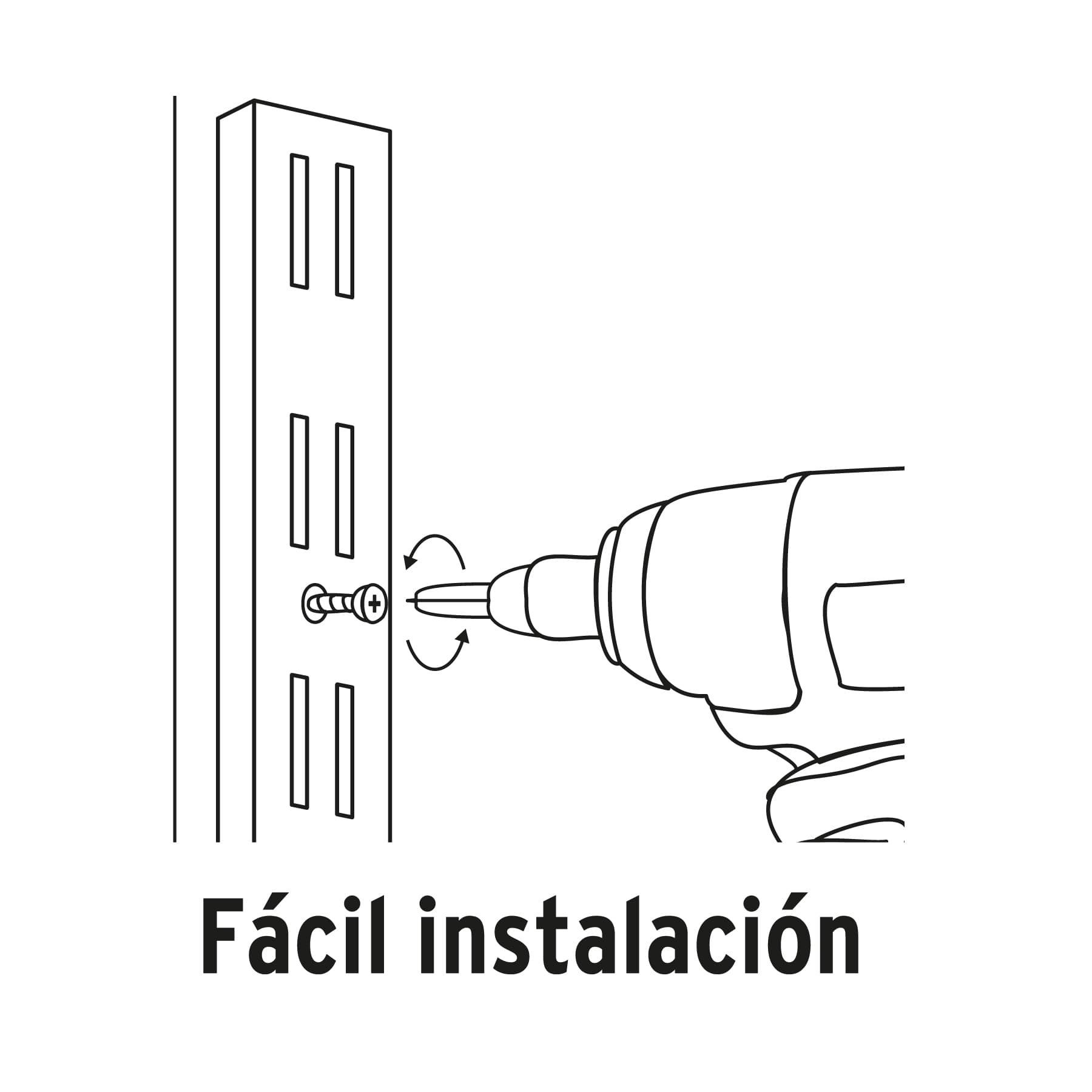 Cremallera doble blanca para ménsulas planas, 1m