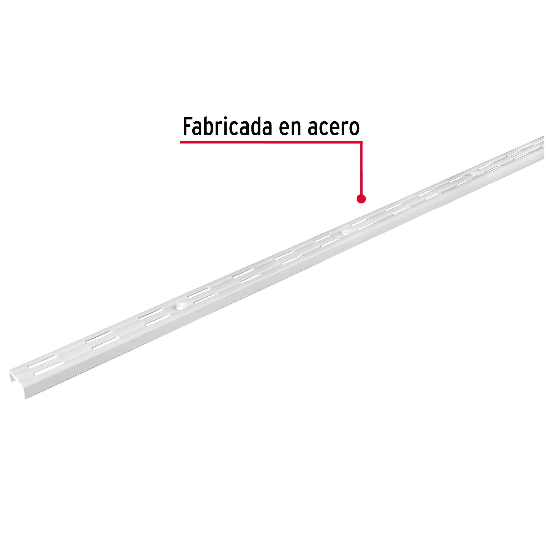 Cremallera doble blanca para ménsulas planas, 2m