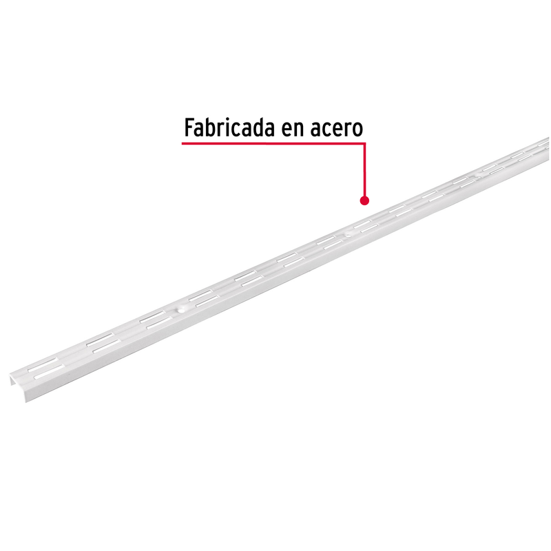 Cremallera doble blanca para ménsulas planas, 2m