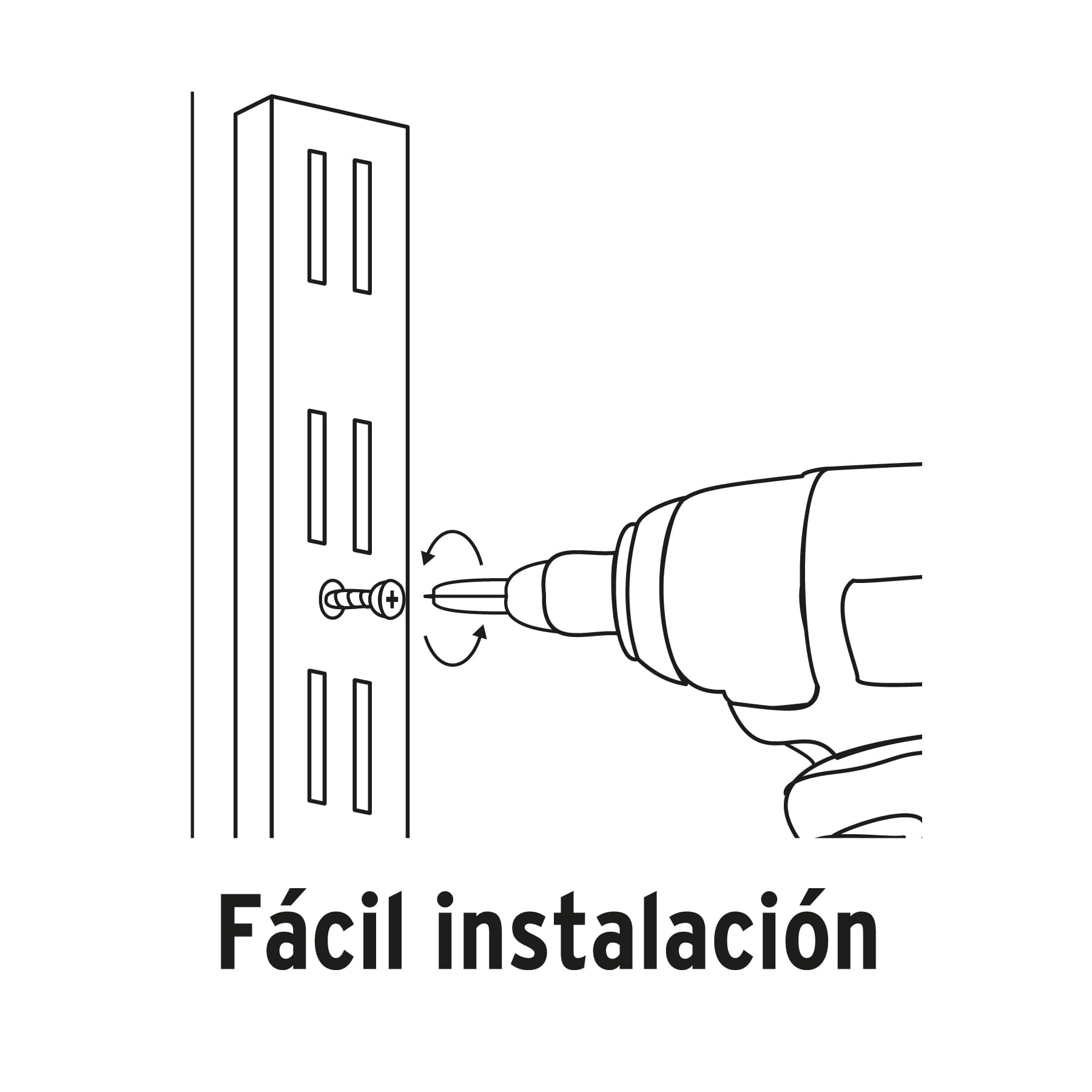 Cremallera doble blanca para ménsulas planas, 2m