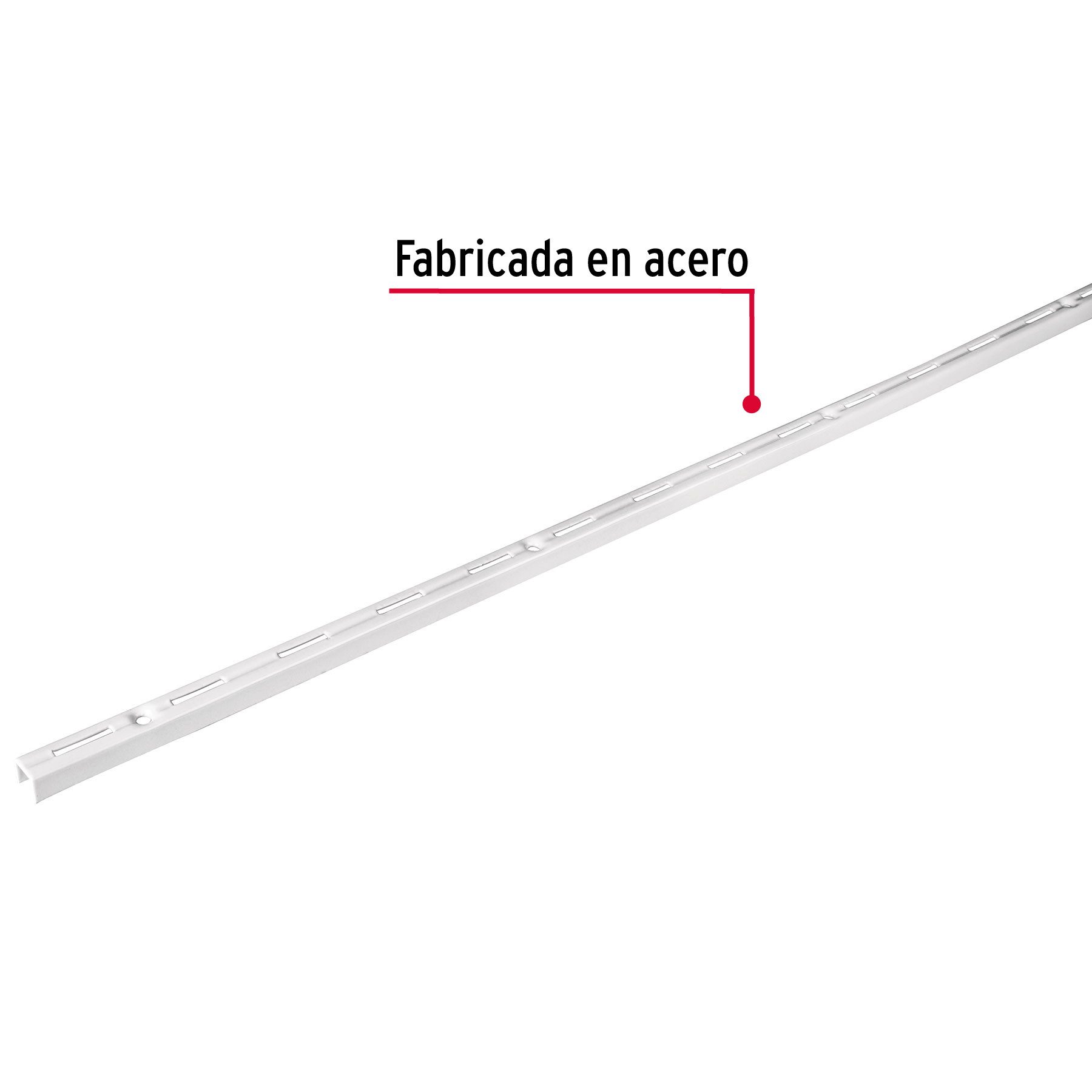 Cremallera sencilla blanca para ménsulas planas, 1.5m