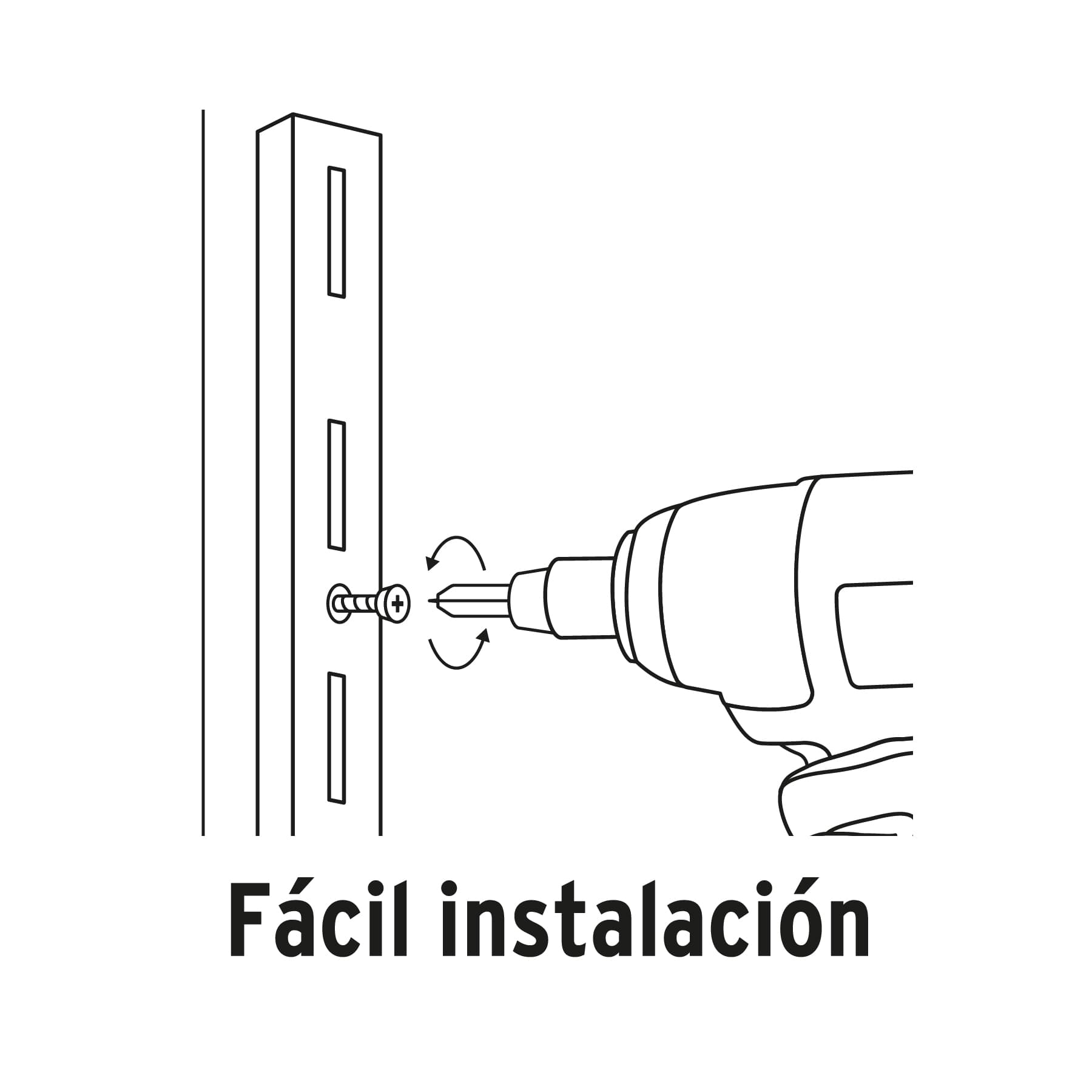 Cremallera sencilla blanca para ménsulas planas, 1.5m
