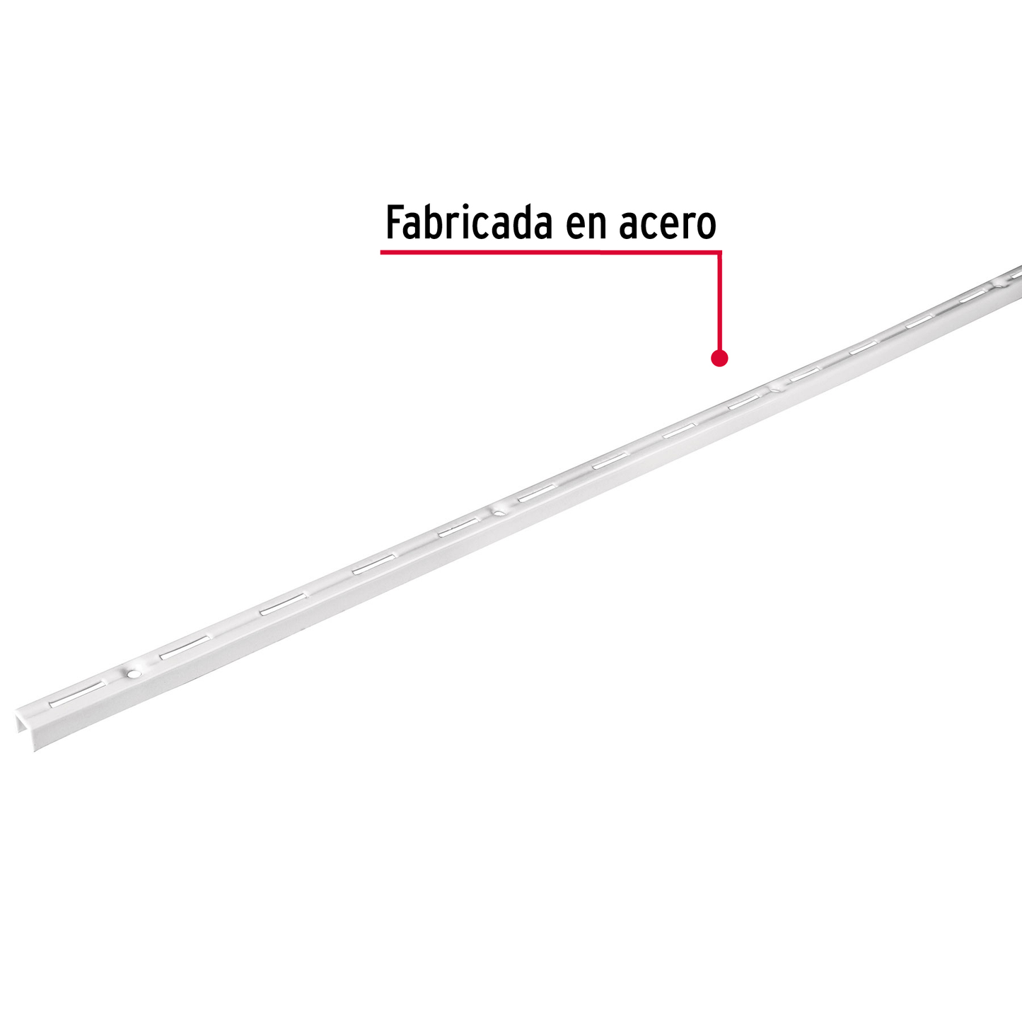 Cremallera sencilla blanca para ménsulas planas, 1m