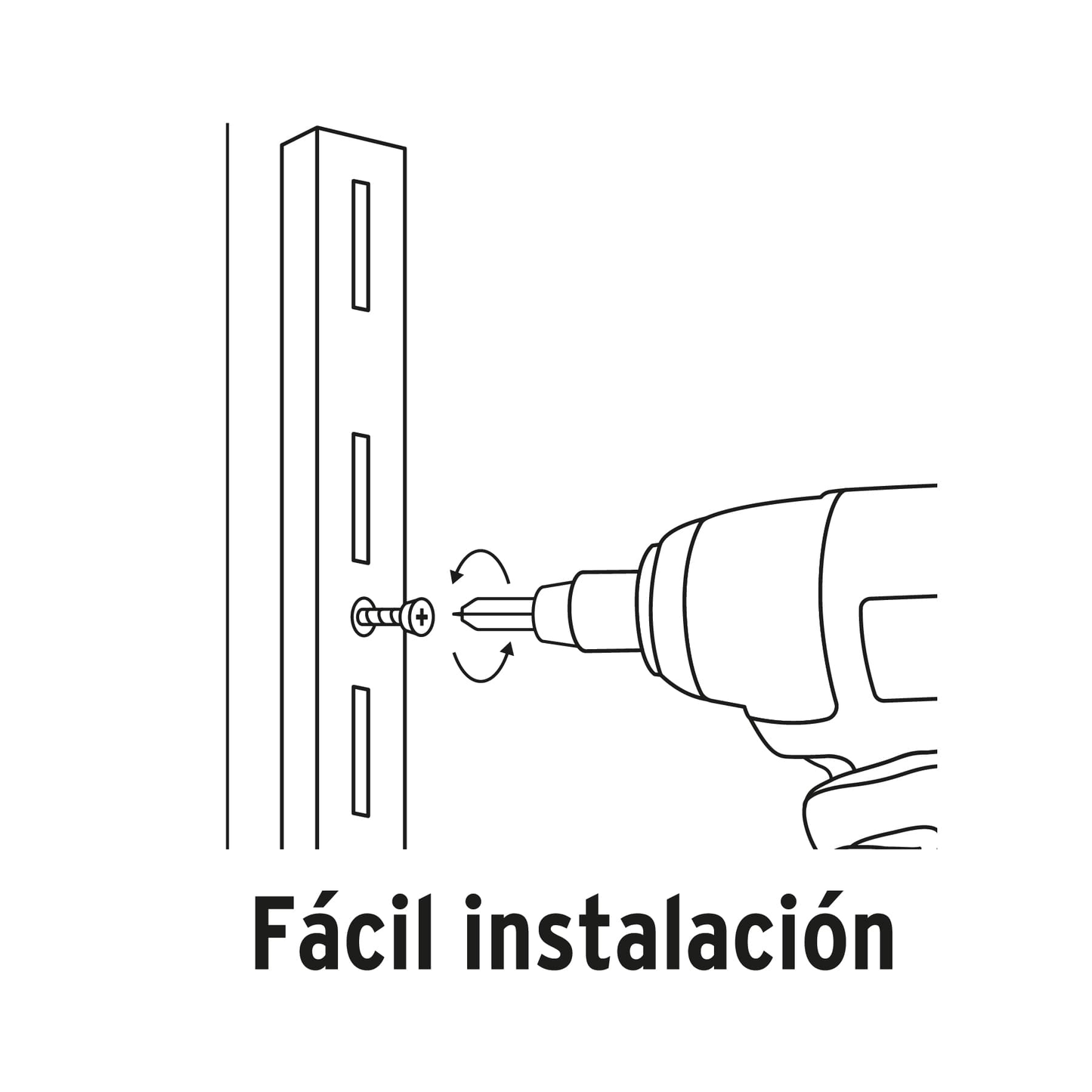 Cremallera sencilla blanca para ménsulas planas, 1m