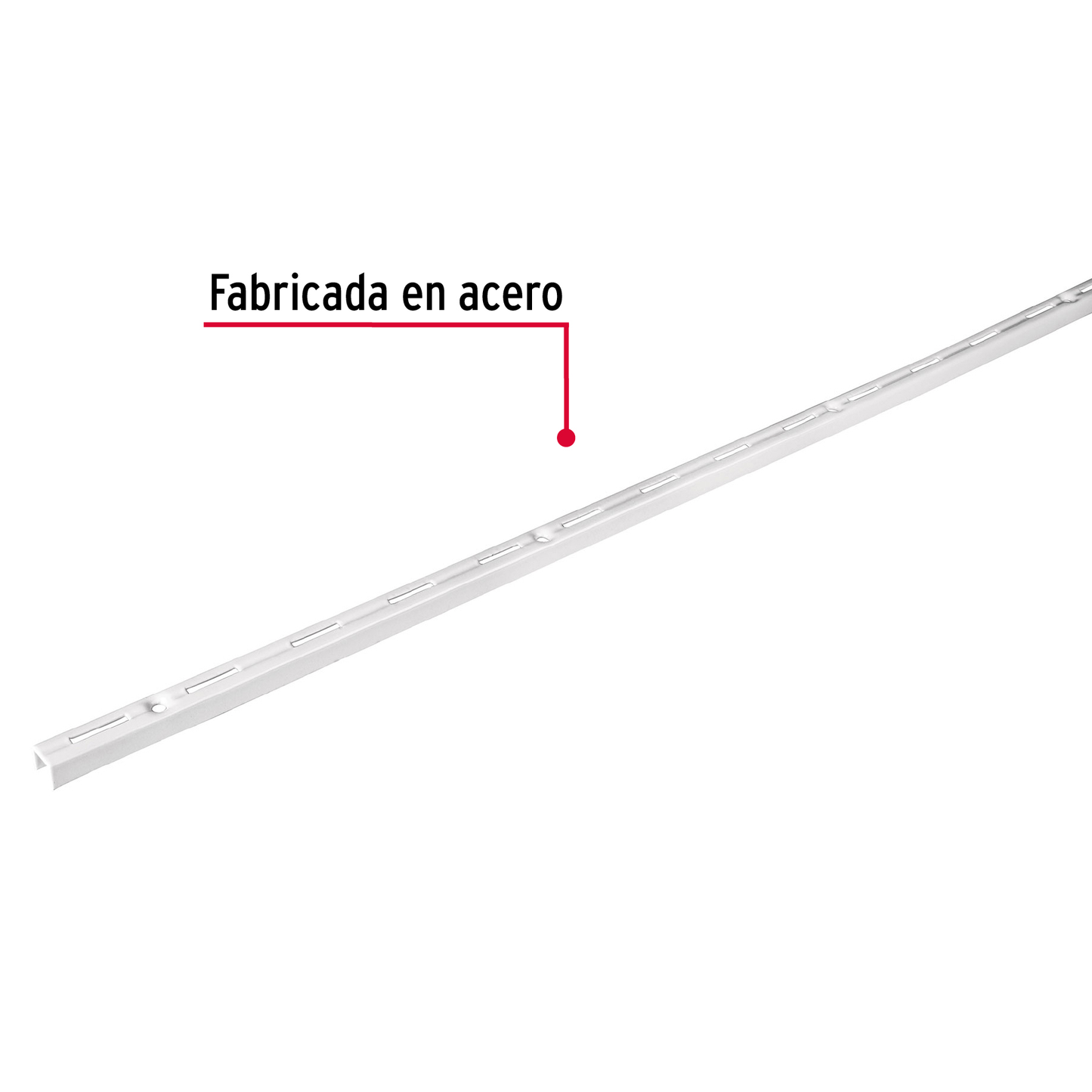 Cremallera sencilla blanca para ménsulas planas, 2m