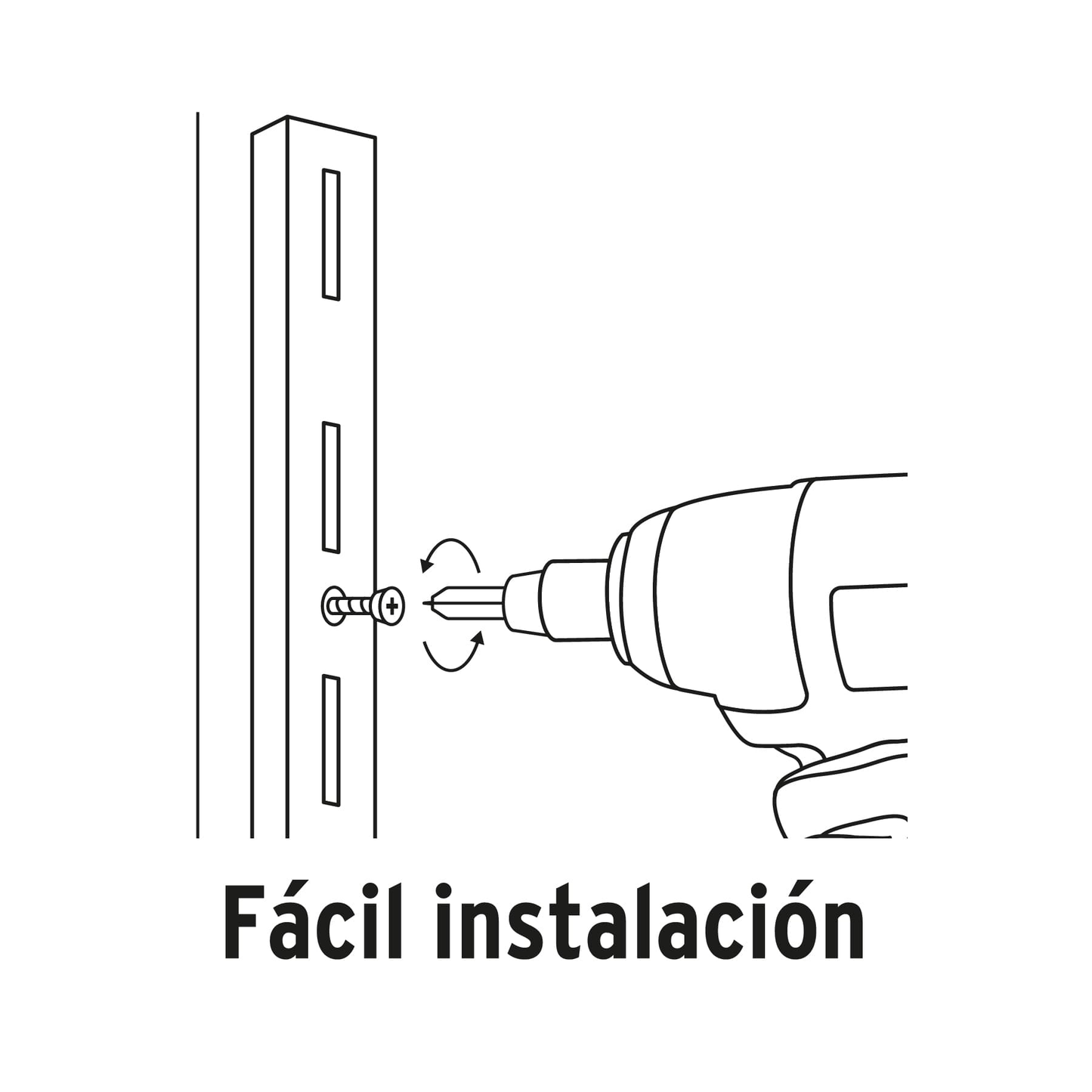 Cremallera sencilla blanca para ménsulas planas, 2m