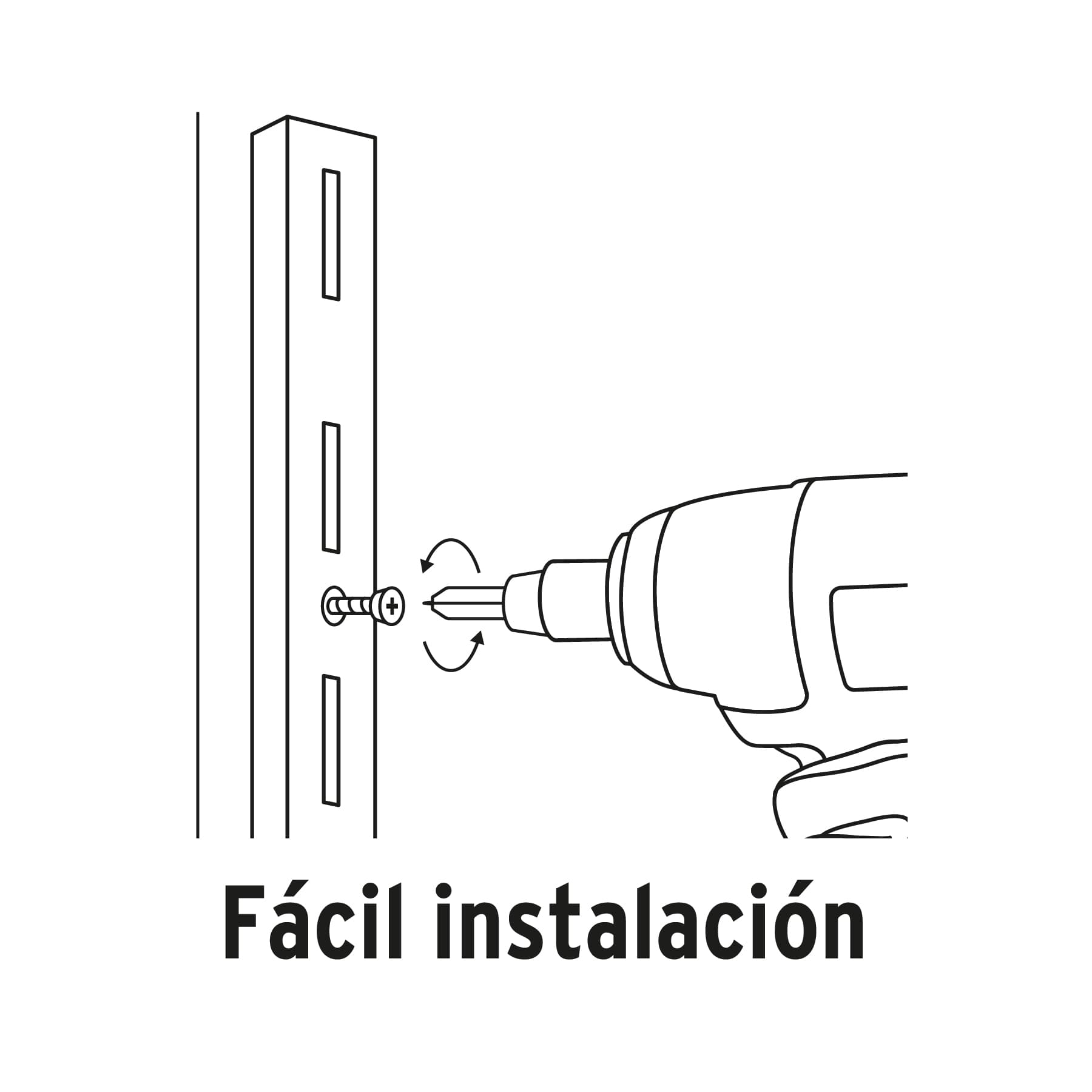Cremallera sencilla blanca para ménsulas planas, 2m