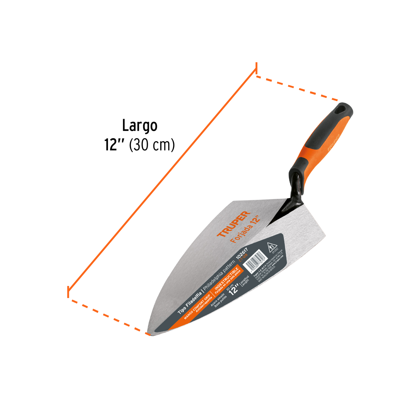 Cuchara p/ albañil 12' forjada tipo Filadelfia, Comfort Grip