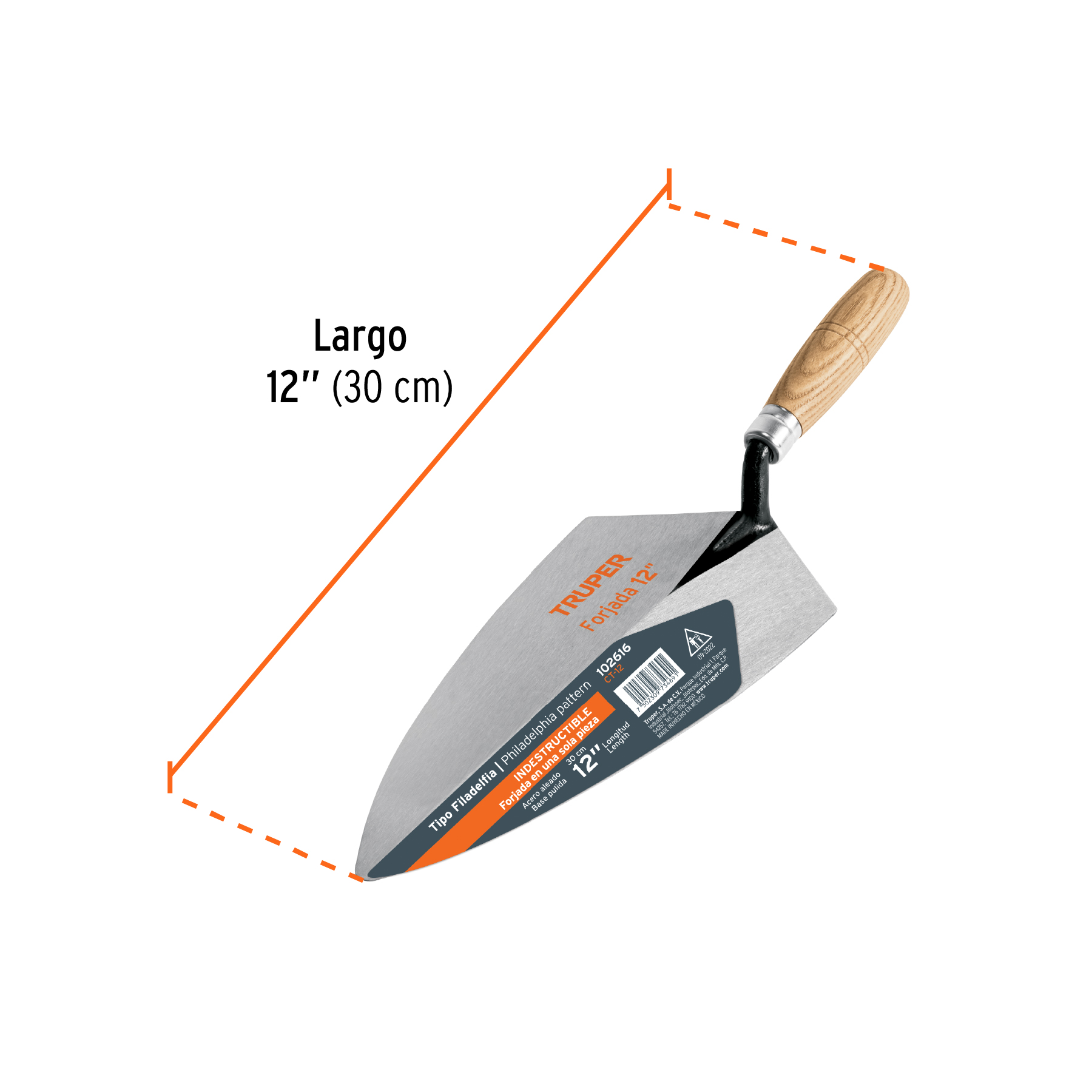 Cuchara para albañil, tipo Filadelfia 12', Truper