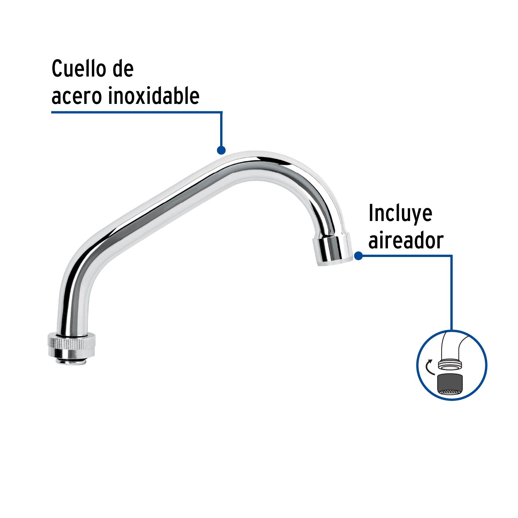 Cuello de repuesto para mezcladora de lavabo M-070