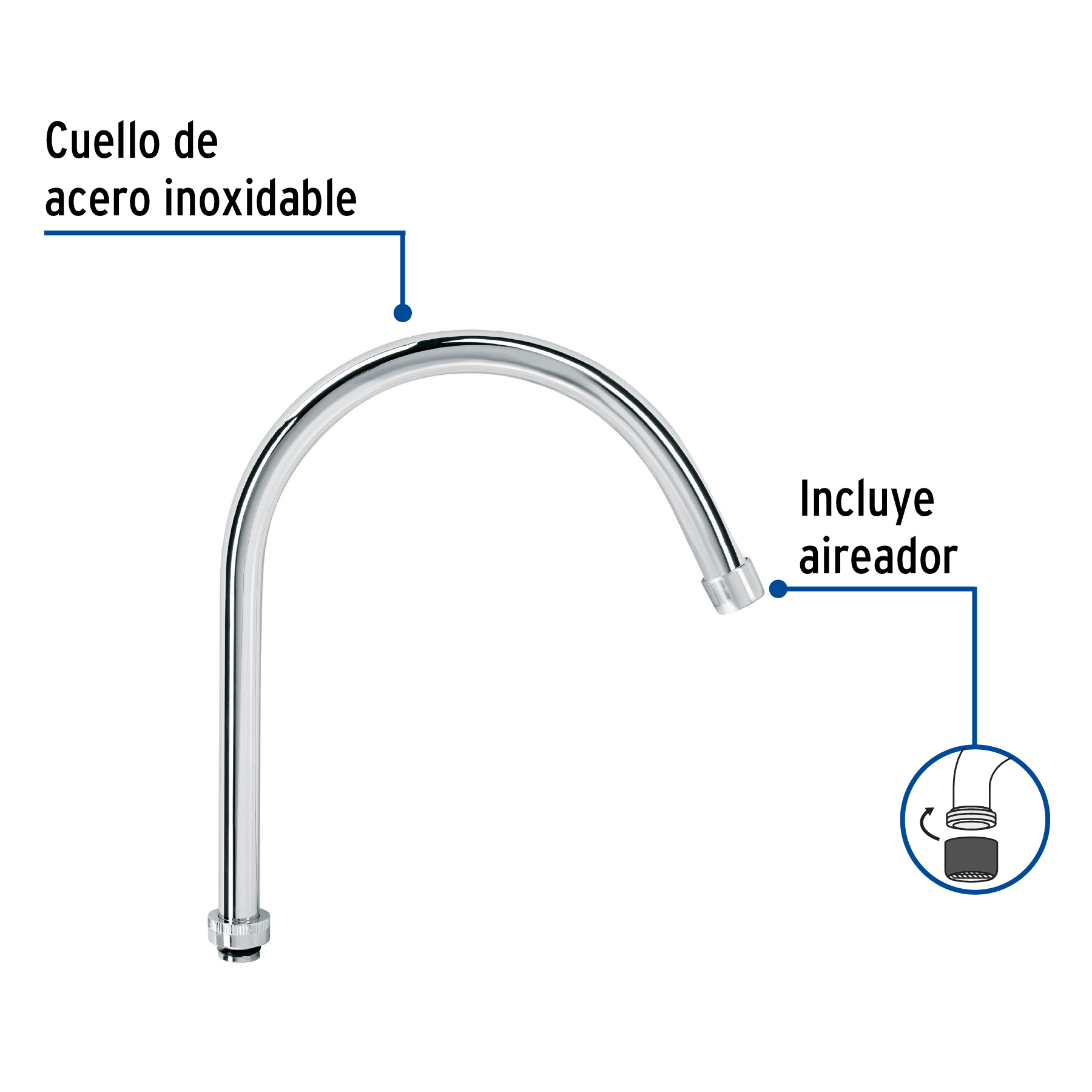 Cuello para mezcladora de fregadero AQCR-93, Foset