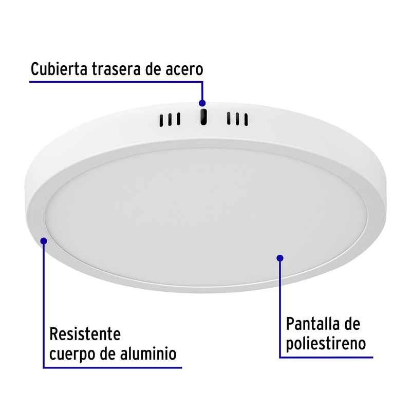Luminario blanco de LED 24 W redondo tipo plafón luz cálida
