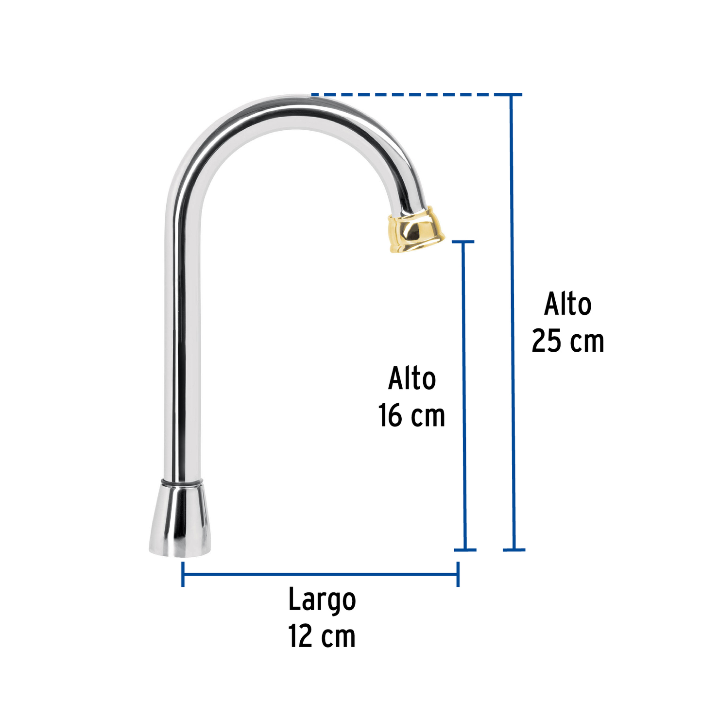 Cuello para mezcladora de lavabo, tipo bar,cromo/Oro, Aqua