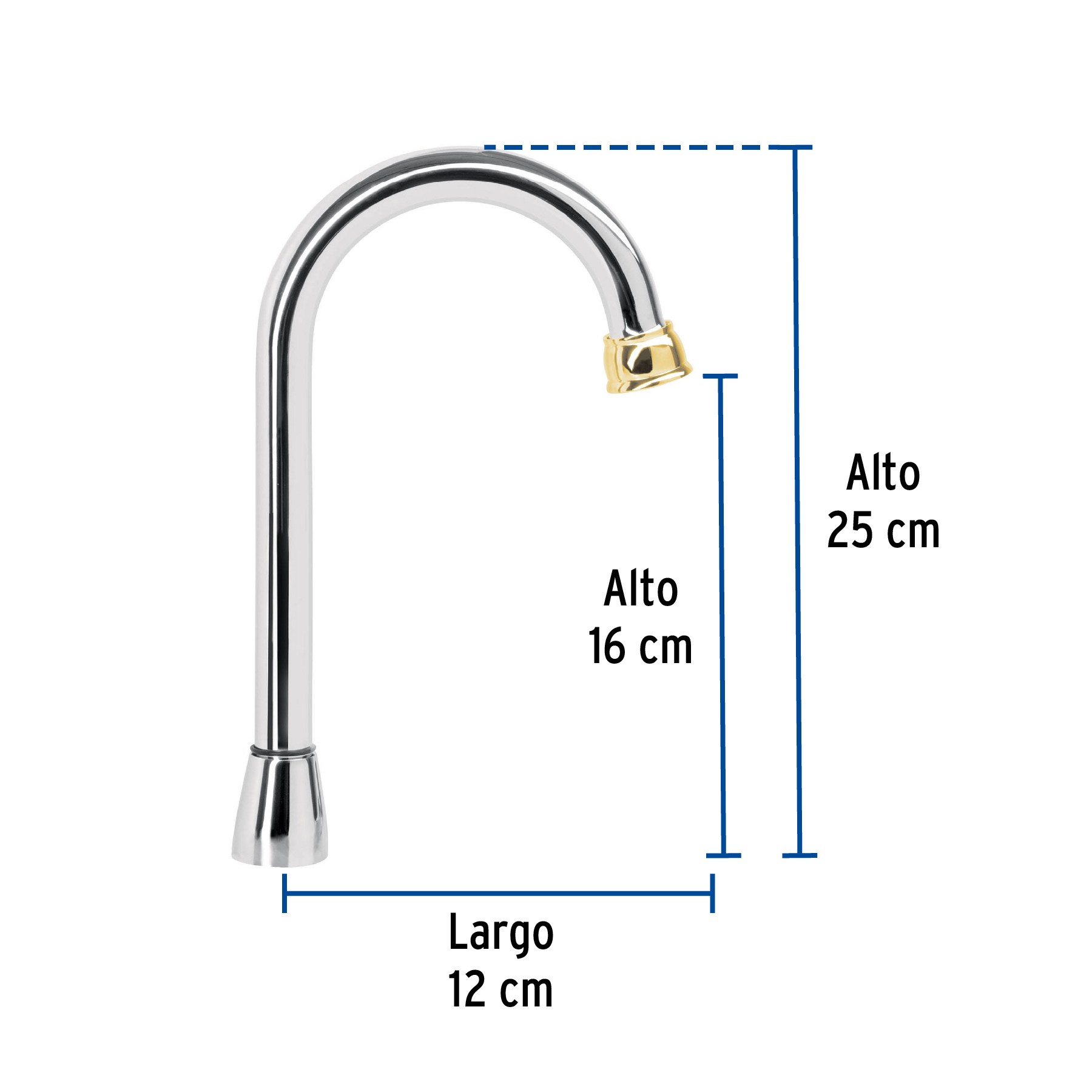Cuello para mezcladora de lavabo, tipo bar,cromo/Oro, Aqua