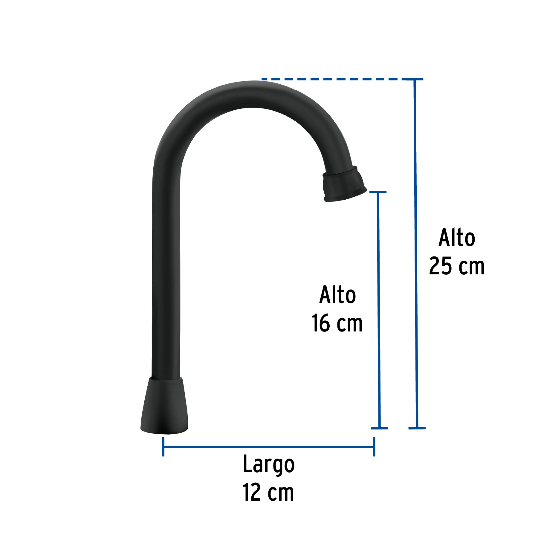 Cuello para mezcladora de lavabo,tipo bar,negro mate, Aqua