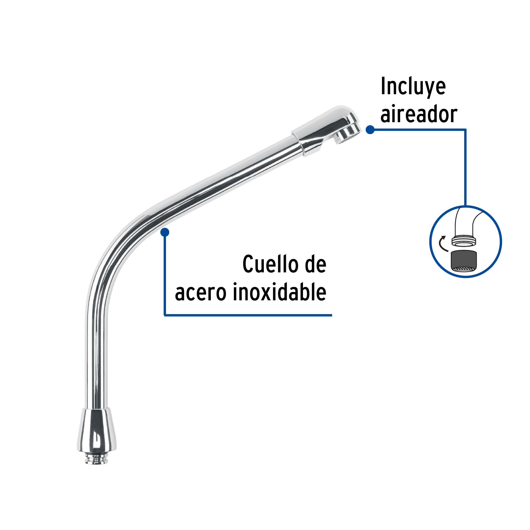 Cuello tipo cobra para mezcladora de fregadero, Foset
