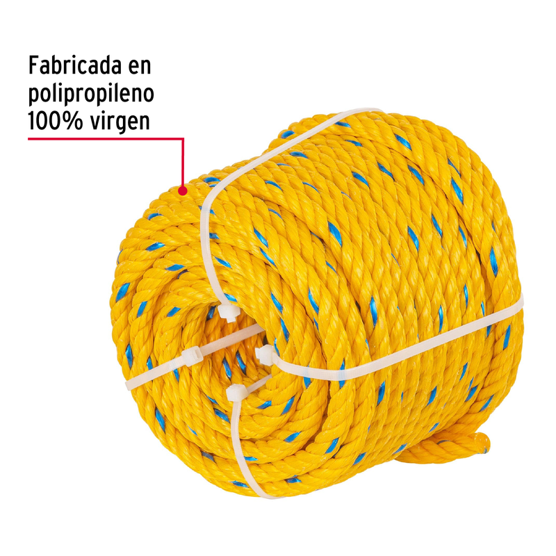 Cuerda torcida de polipropileno, amarilla, 10mm, 22m SUSTITUTO 40186