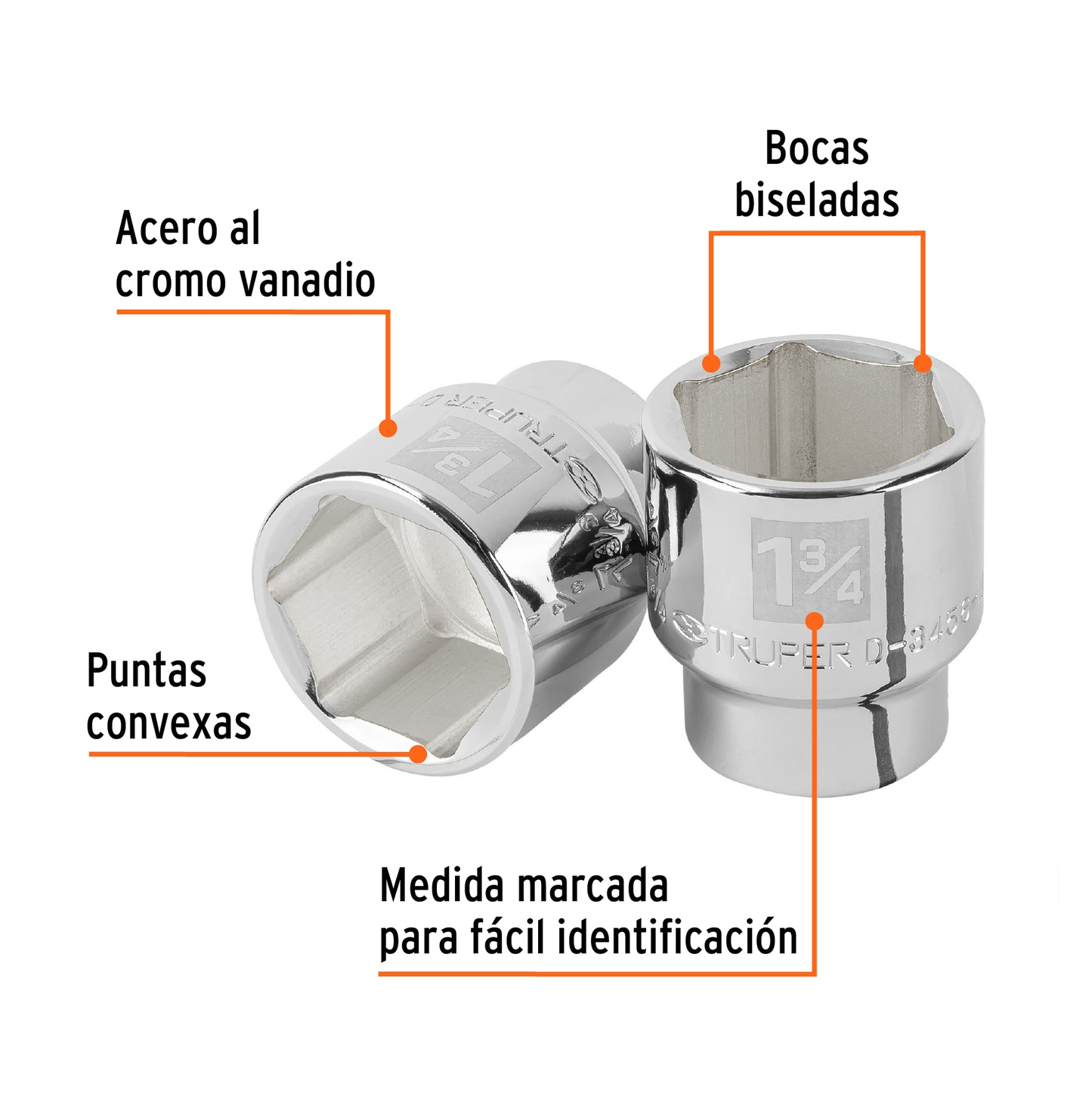 Dado de 1-3/4', 6 puntas, cuadro 3/4', Truper