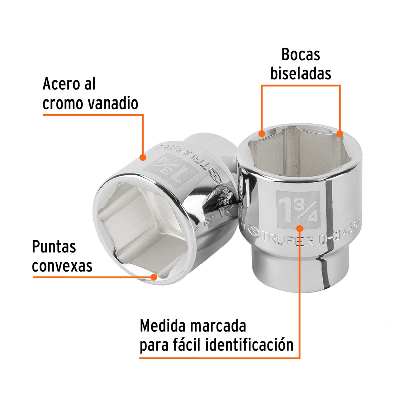 Dado de 1-3/4', 6 puntas, cuadro 3/4', Truper