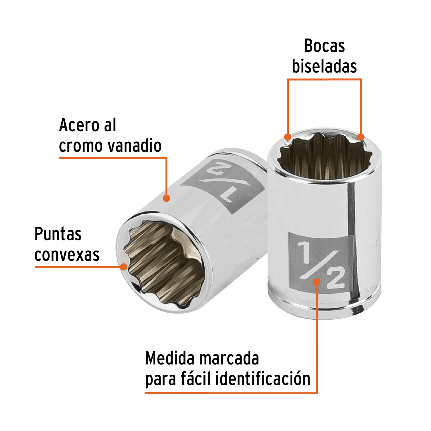 Dado de 1/2', 12 puntas, cuadro 1/4', Truper