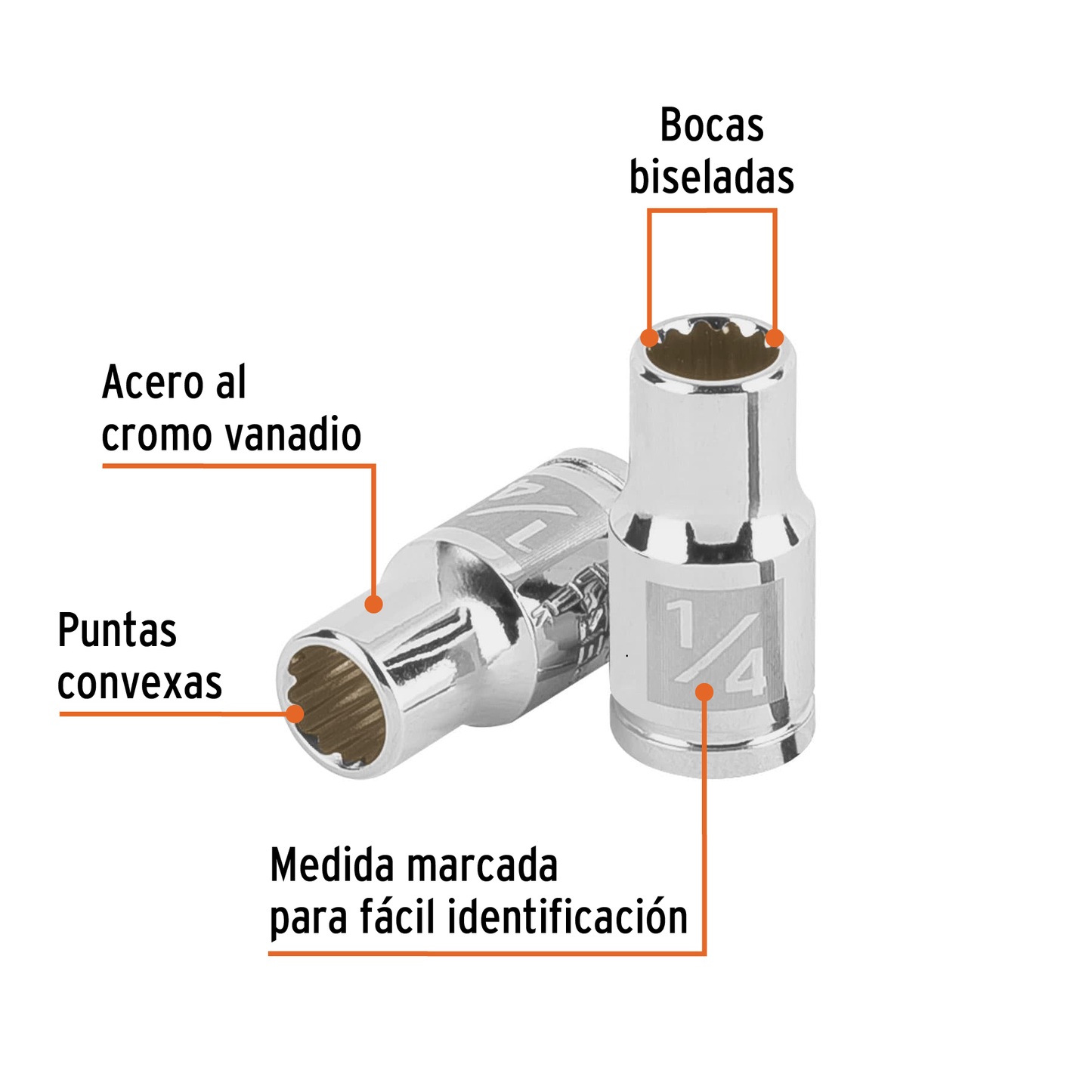 Dado de 1/4', 12 puntas, cuadro 1/4', Truper