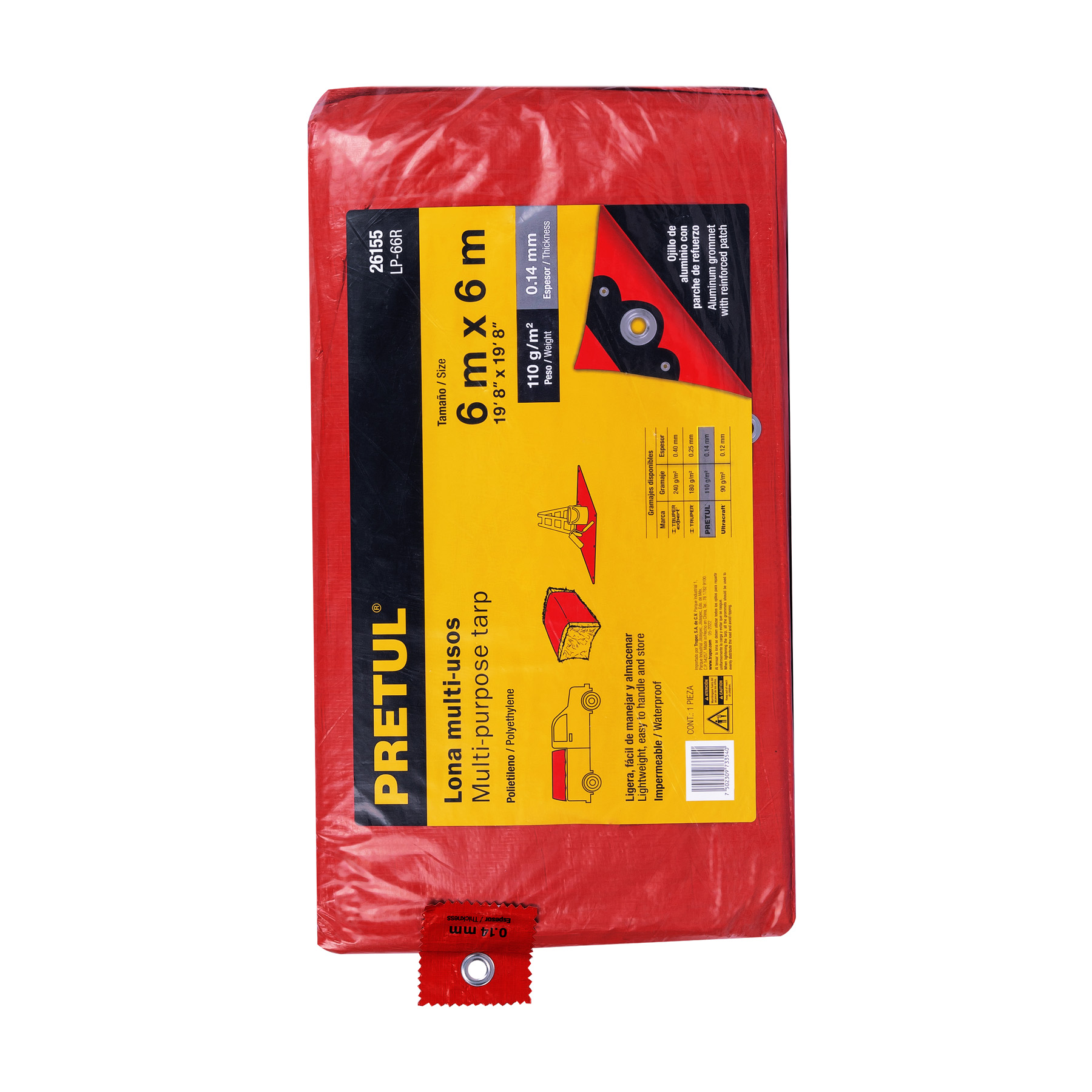 Lona 6 x 6 m, roja, Pretul
