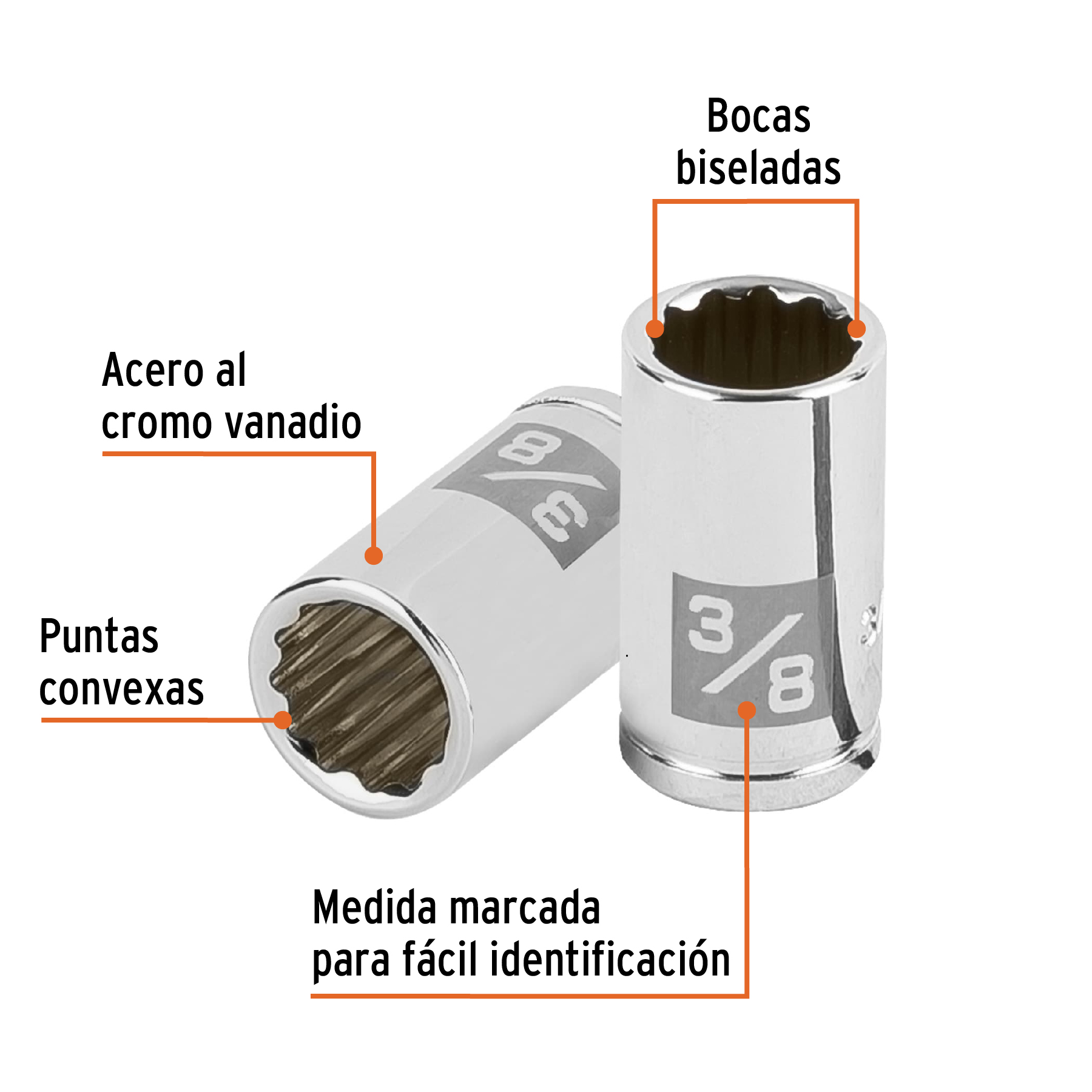Dado de 3/8', 12 puntas, cuadro 1/4', Truper
