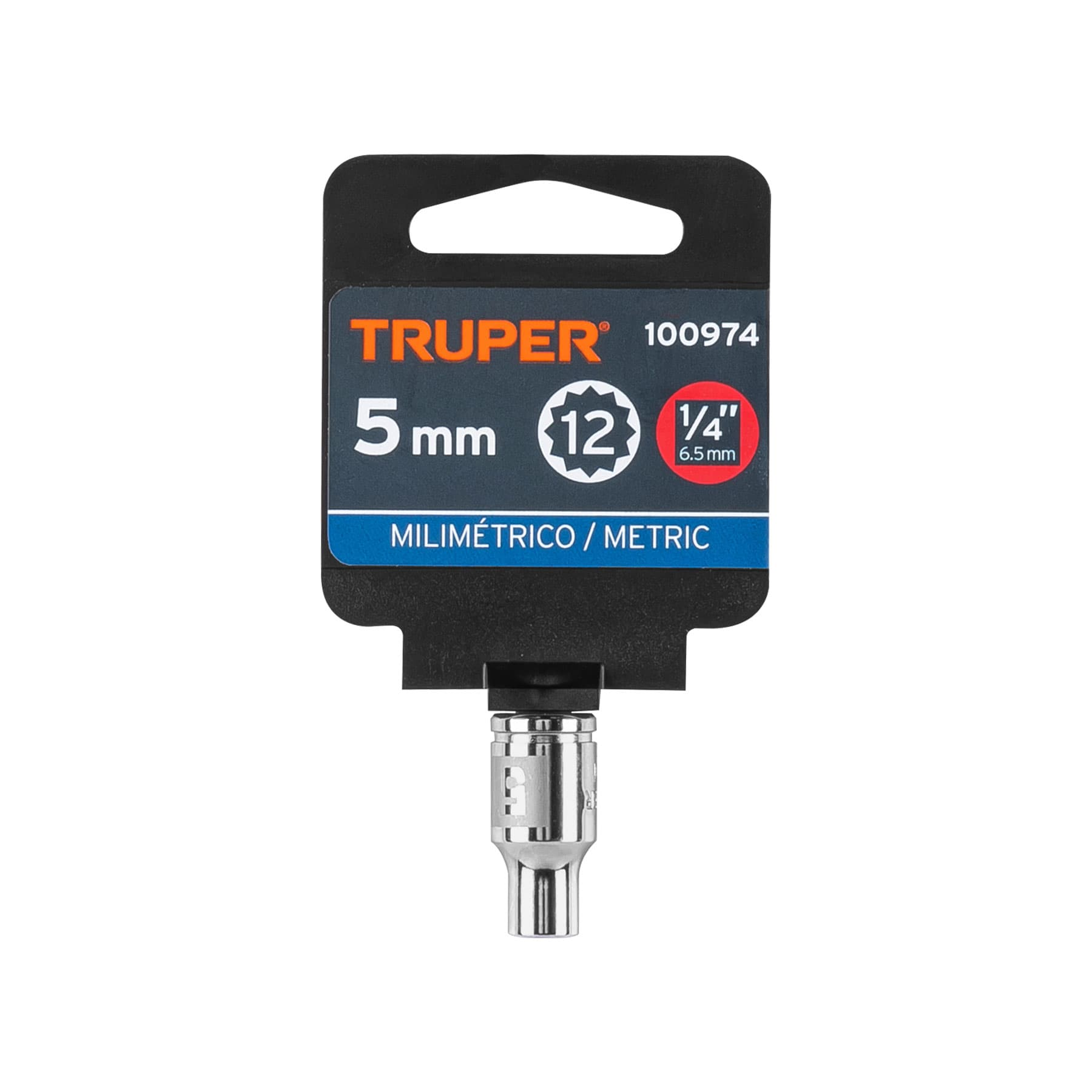 Dado de 5 mm, 12 puntas, cuadro 1/4', Truper