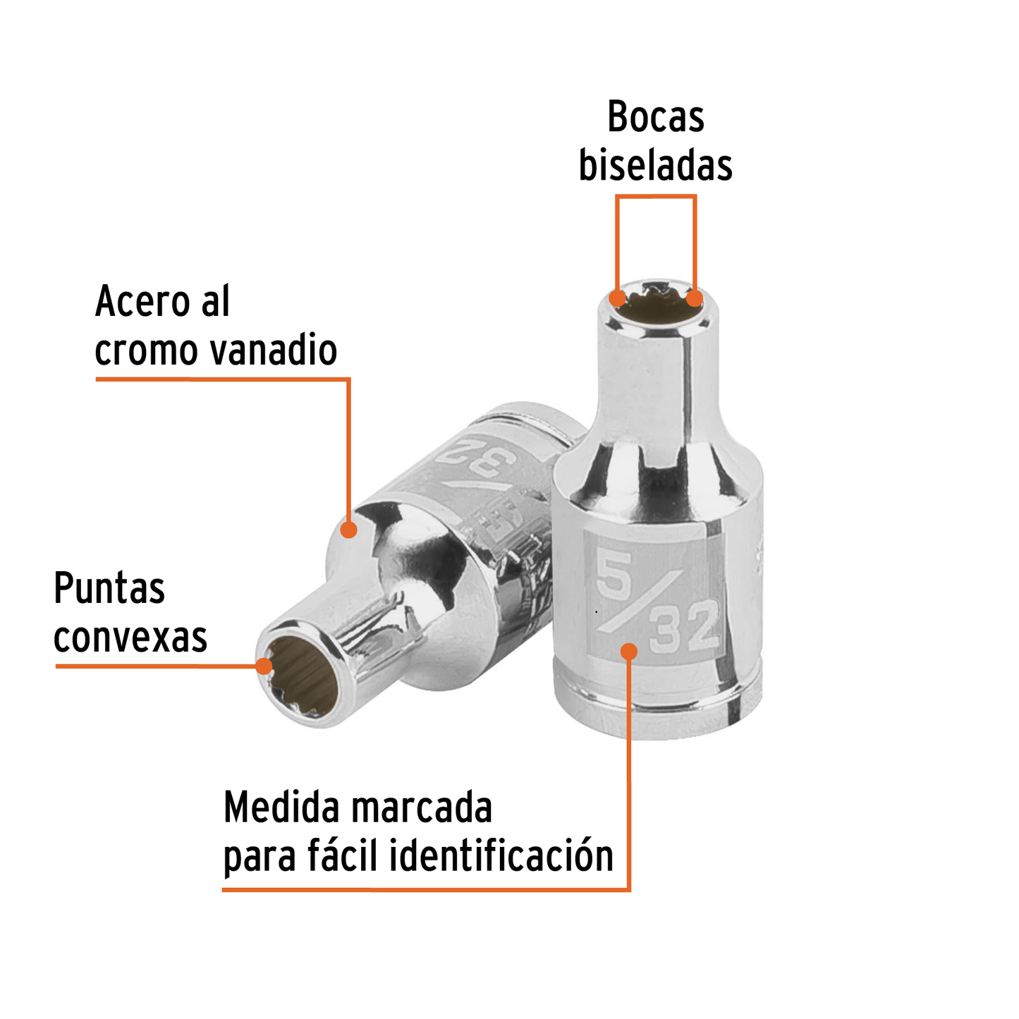 Dado de 5/32', 12 puntas, cuadro 1/4', Truper