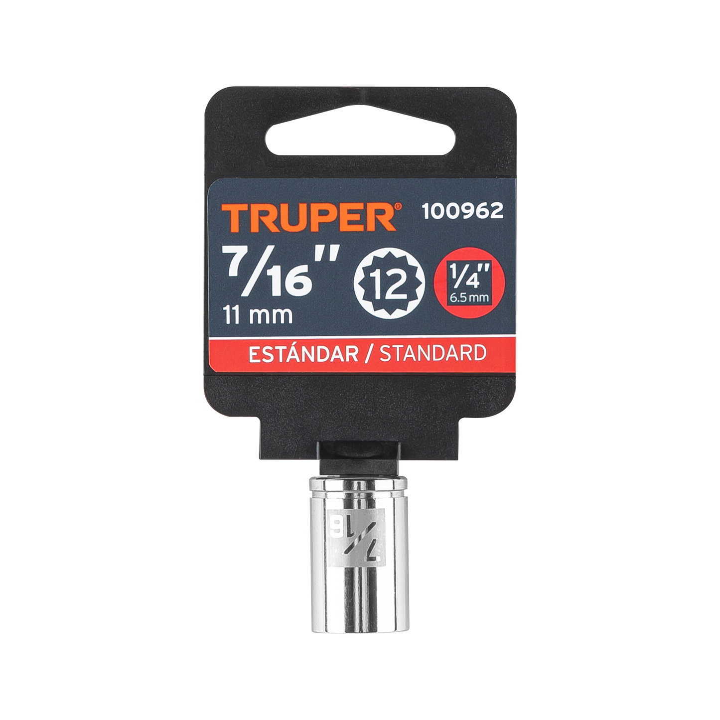 Dado de 7/16', 12 puntas, cuadro 1/4', Truper
