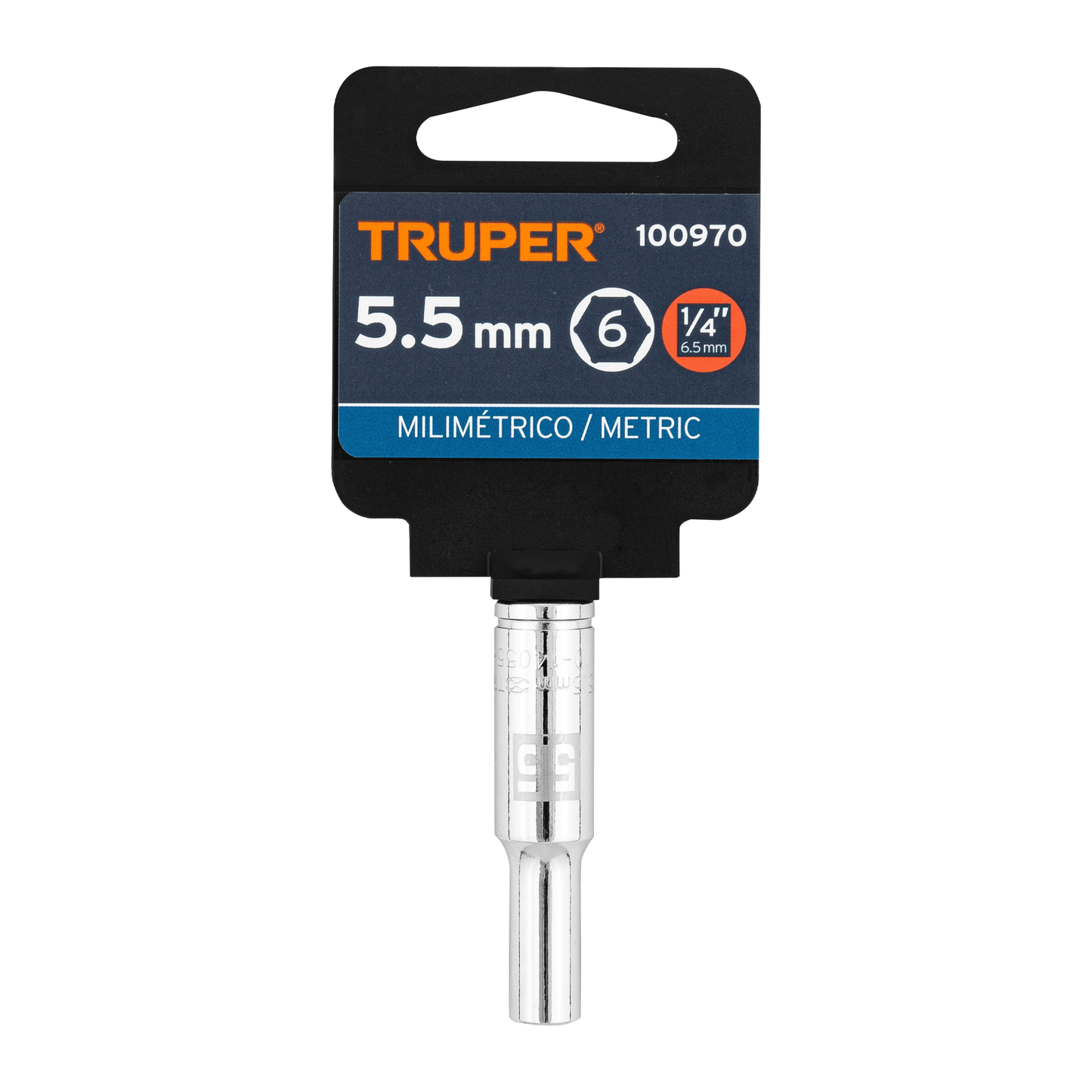 Dado largo de 5.5 mm, 6 puntas, cuadro 1/4', Truper