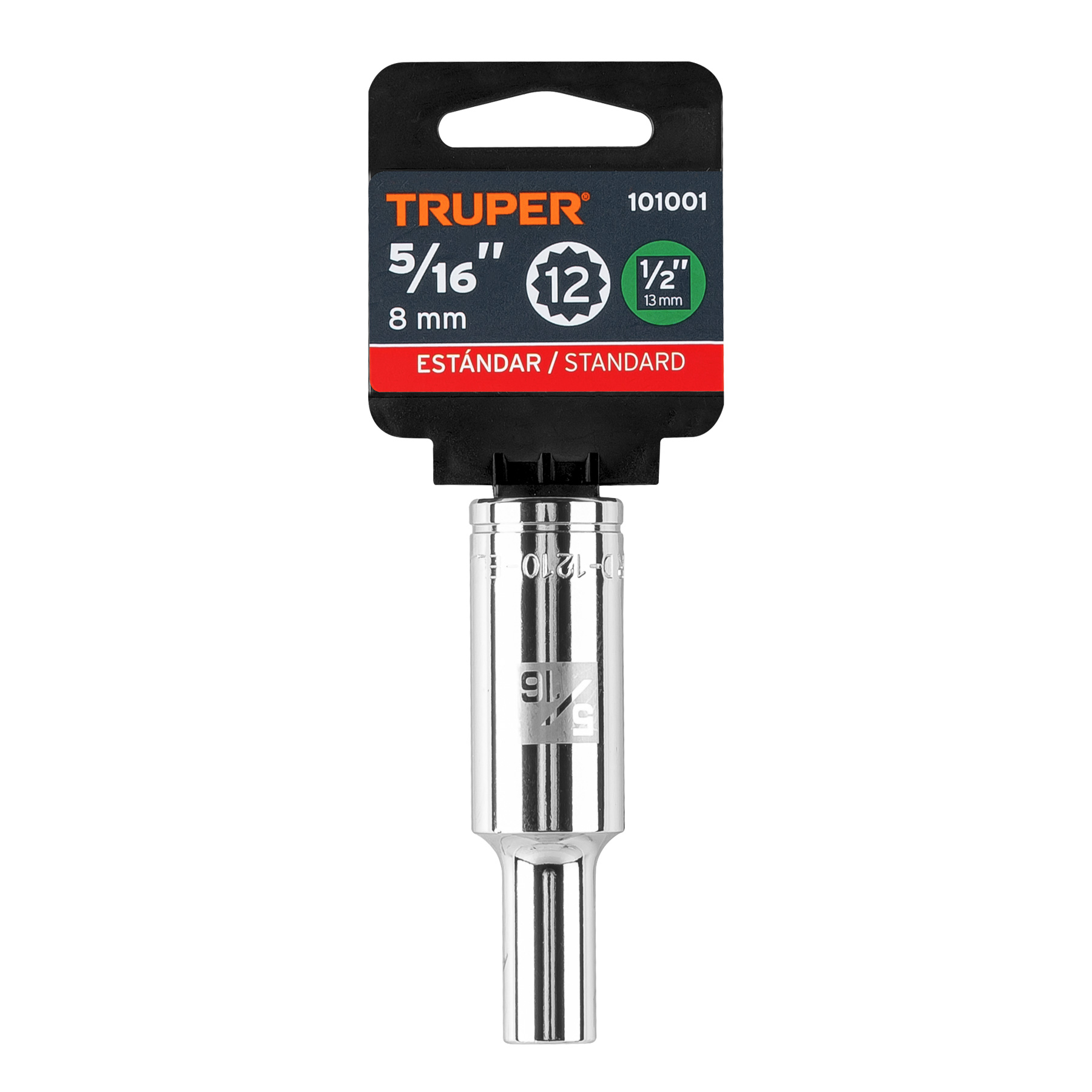 Dado largo de 5/16' 12 puntas, cuadro 1/2', Truper