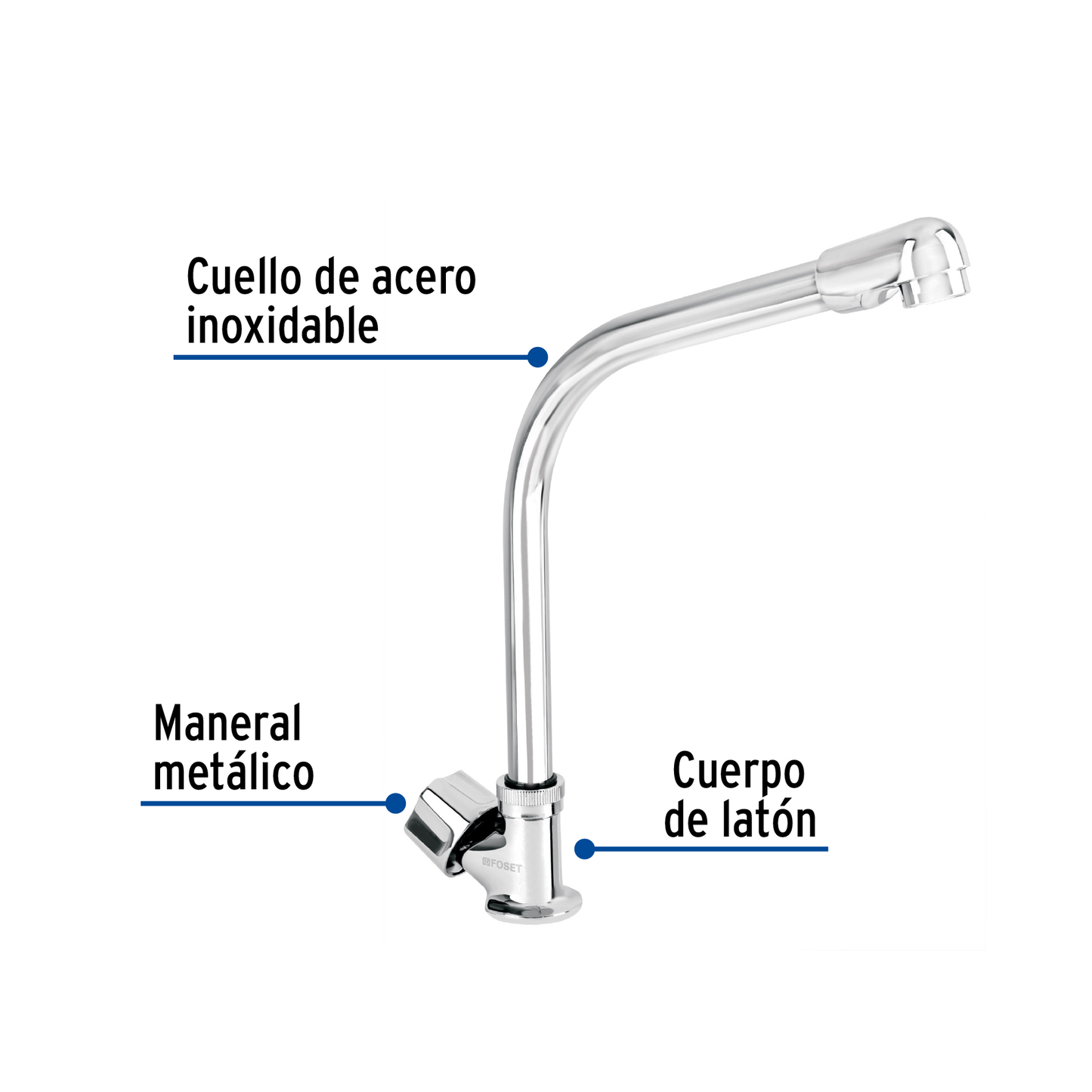 Llave individual para fregadero, cuello cobra, Basic
