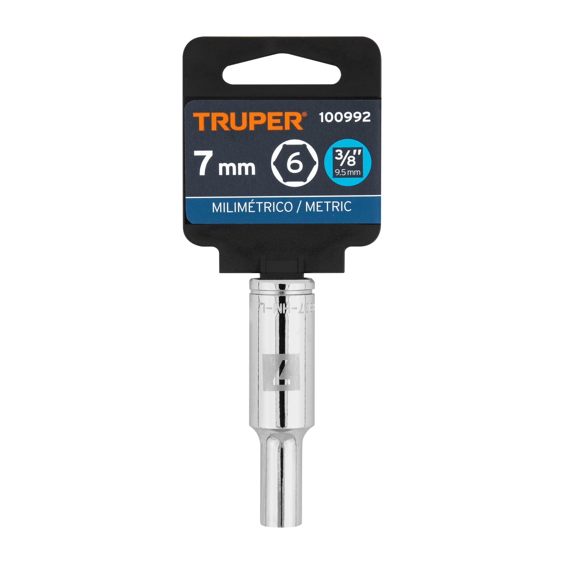 Dado largo de 7 mm, 6 puntas, cuadro 3/8', Truper
