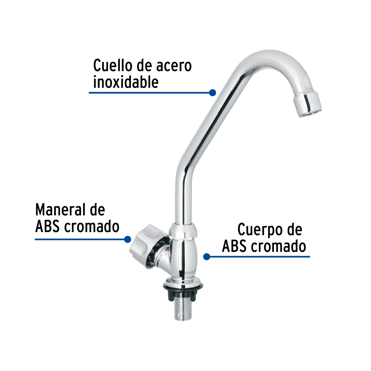 Llave individual para fregadero, ABS, cuello corto, Basic