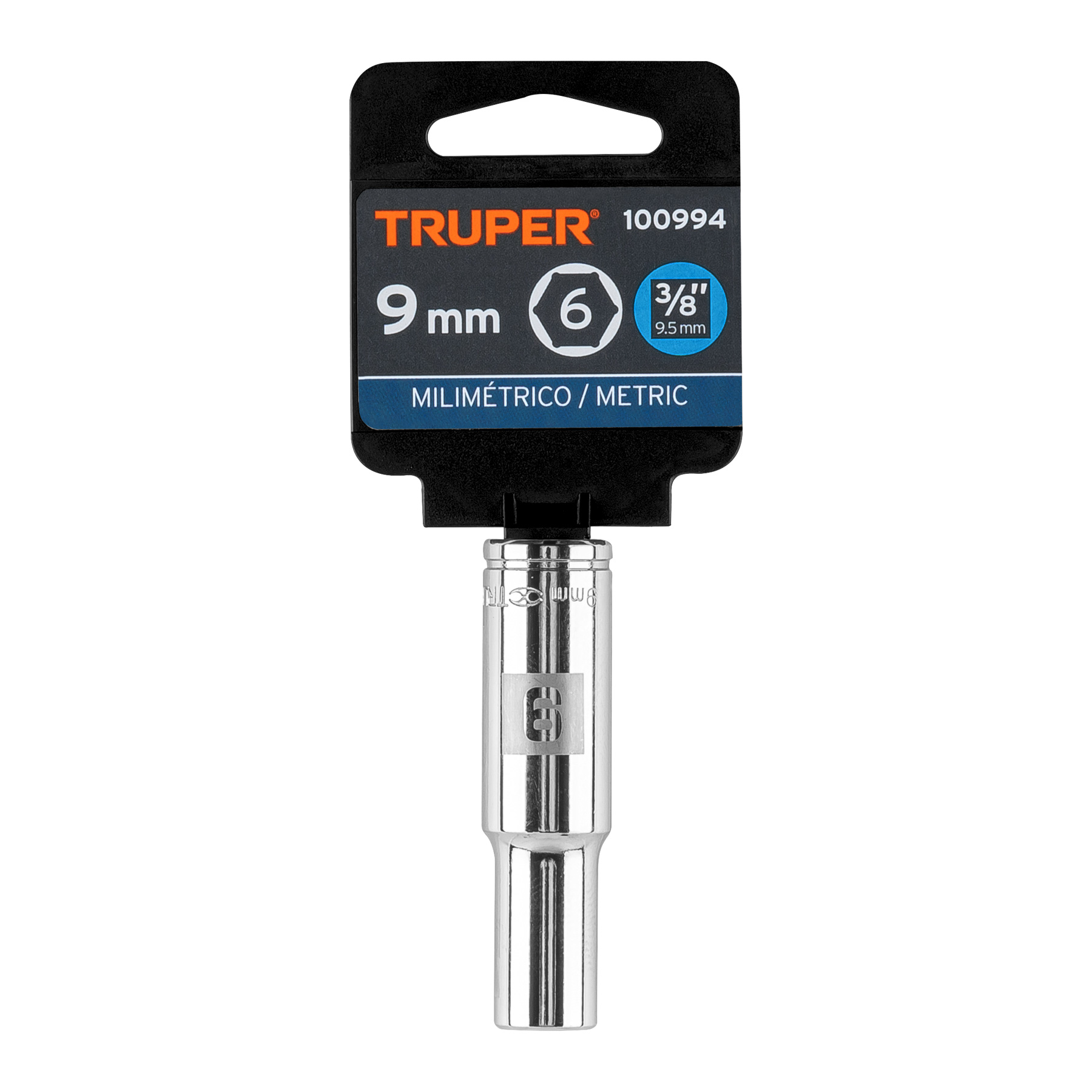 Dado largo de 9 mm, 6 puntas, cuadro 3/8', Truper