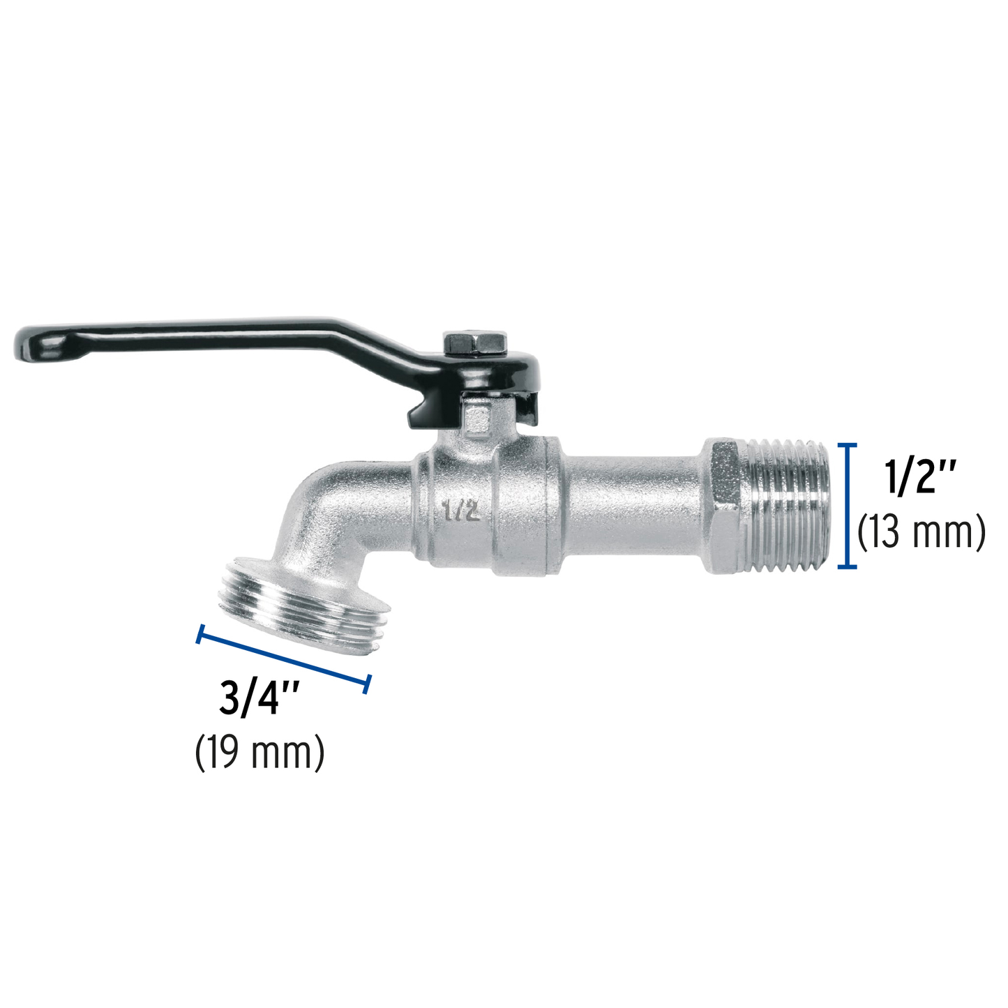 Llave de esfera de zinc 1/2', 110 g, s/adaptador, Pretul