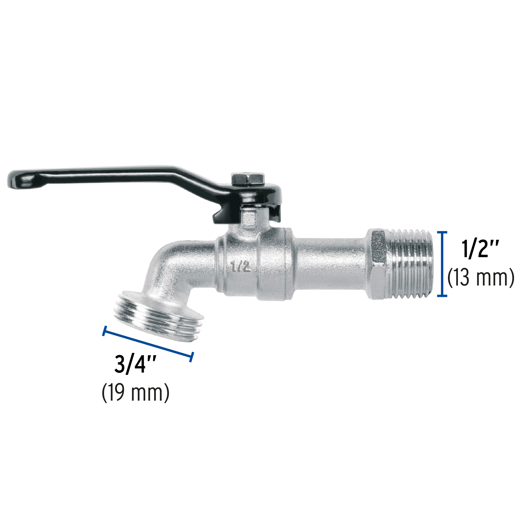 Llave de esfera de zinc 1/2', 110 g, s/adaptador, Pretul