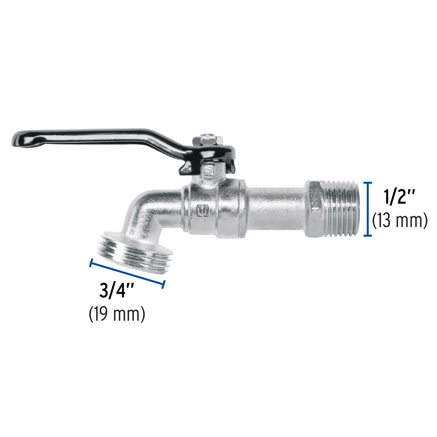 Llave de esfera de zinc 1/2', 110 g, s/adaptador, Basic