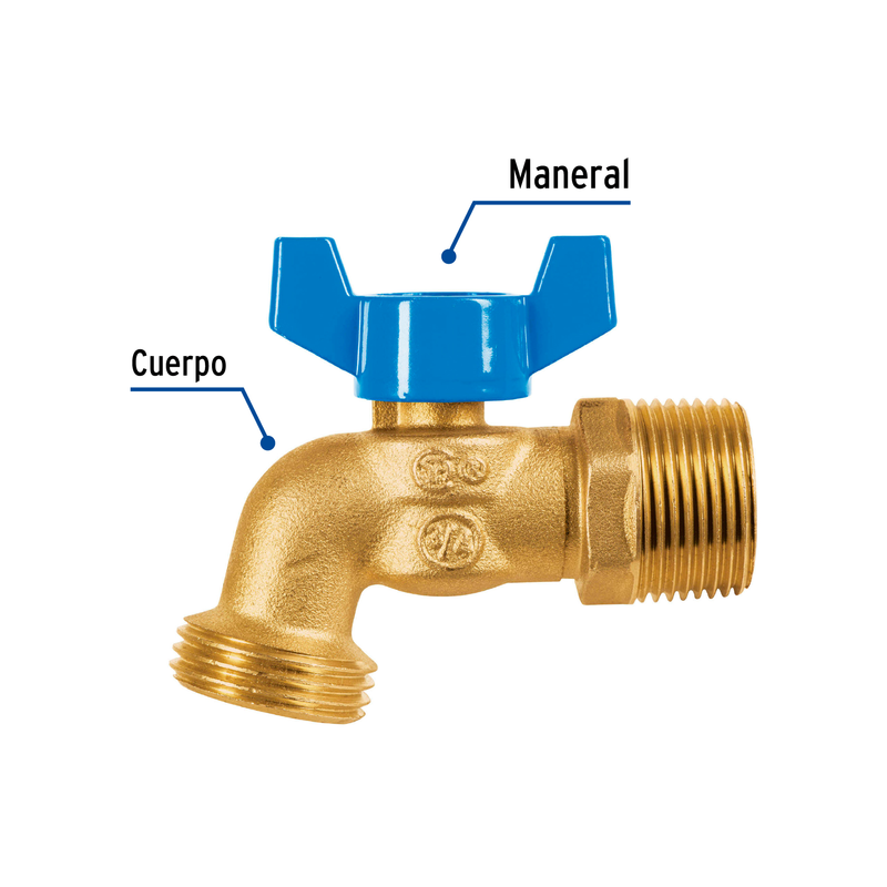 Llave de esfera con rosca para manguera, 3/4'